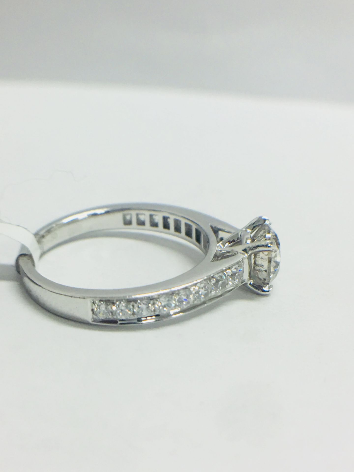 Platinum Diamond Solitaire Ring With Diamond Set Shoulder, - Image 10 of 14