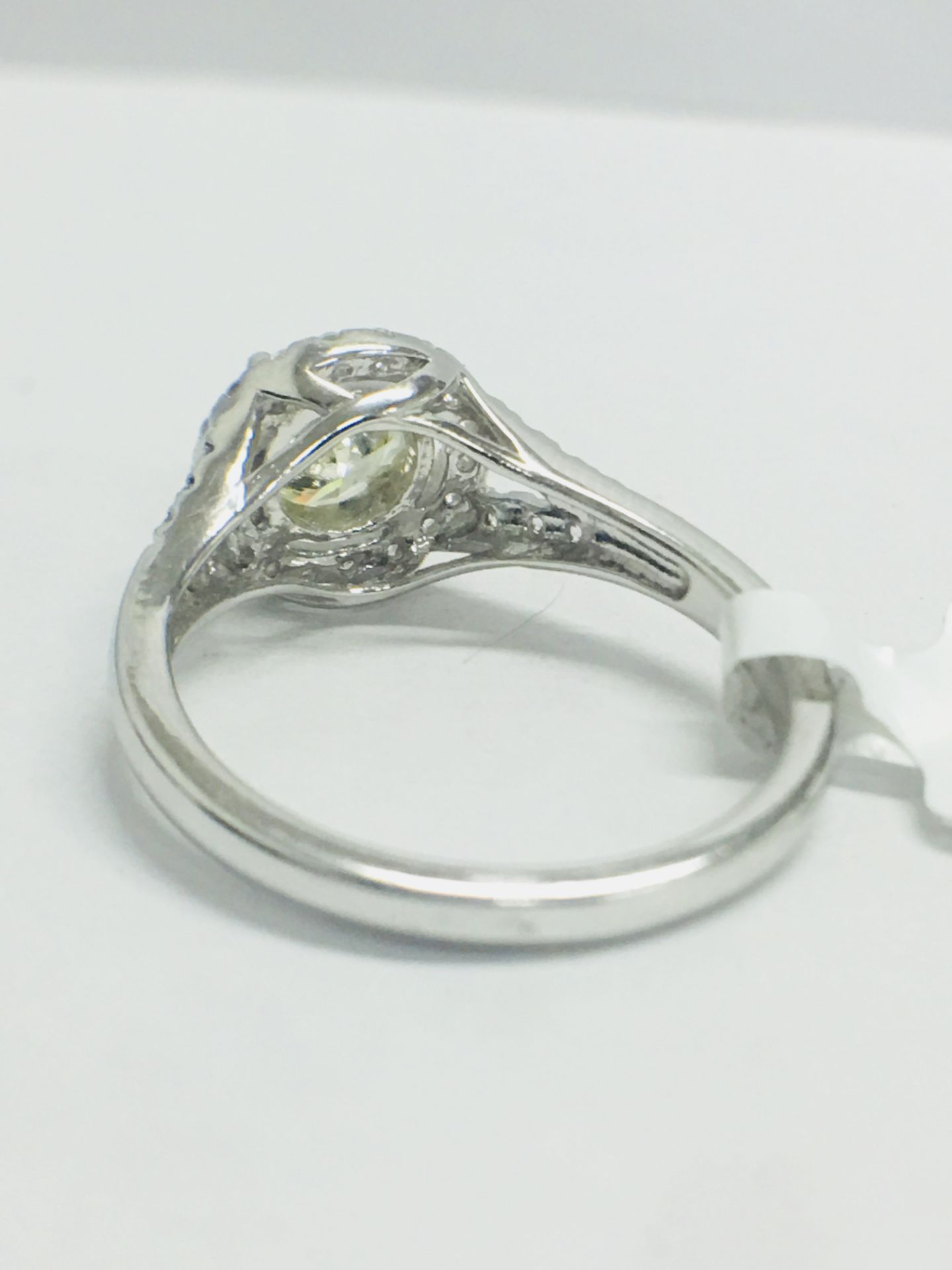 Platinum Modern Halo Style Diamond Ring, - Image 6 of 9