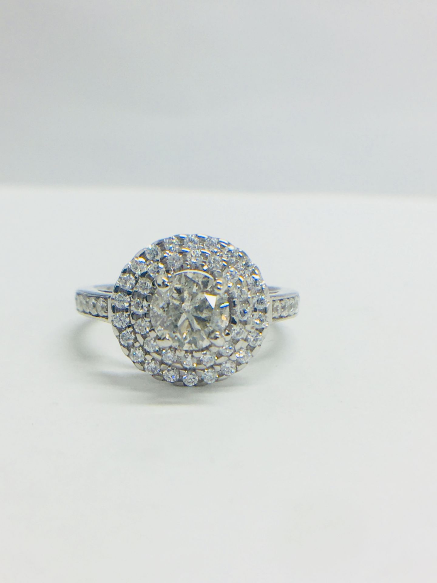 Platinum Double Halo Style Ring1.40Ct Total Diamond Weight,
