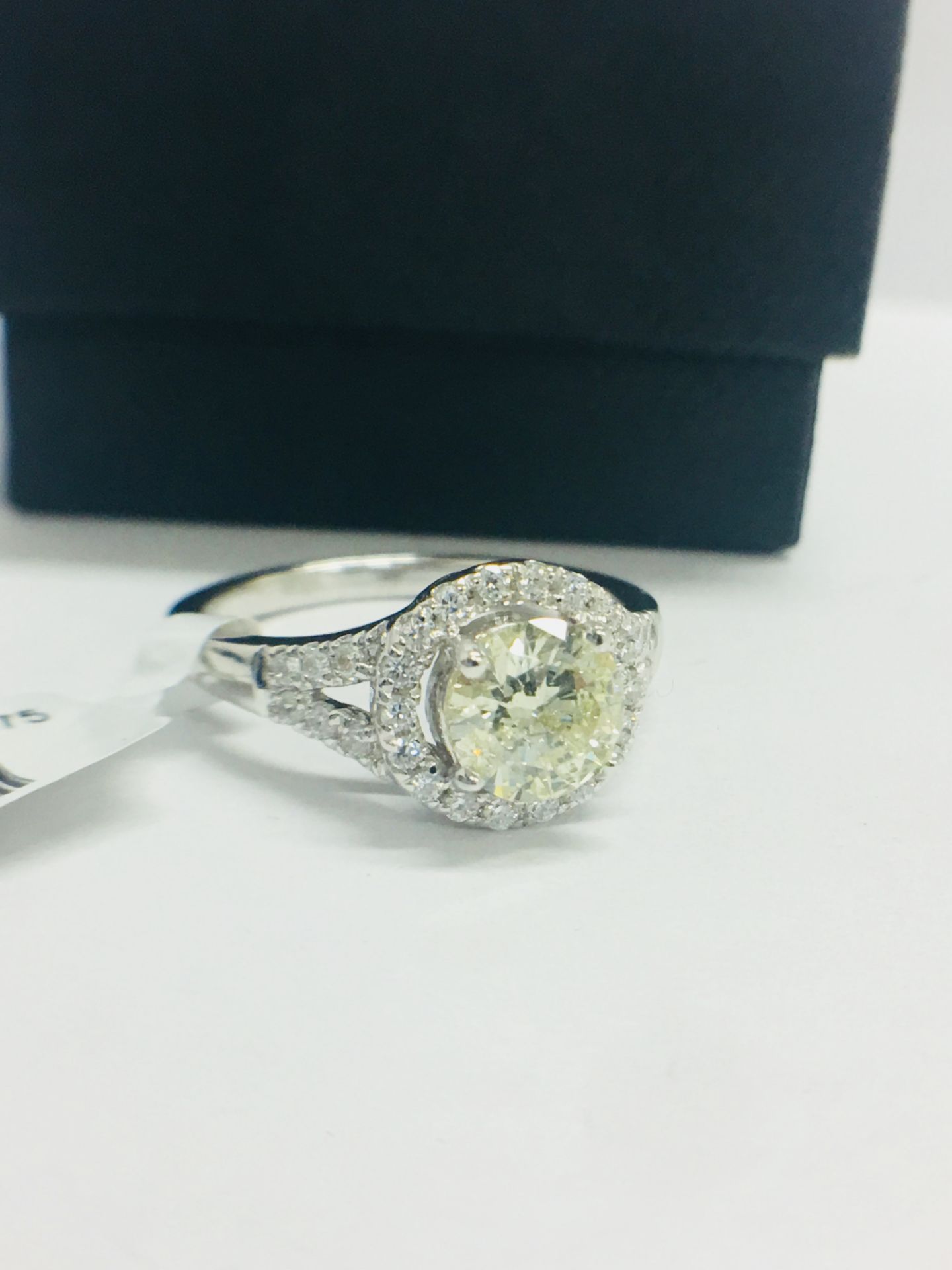 Platinum Modern Halo Style Diamond Ring, - Image 2 of 9