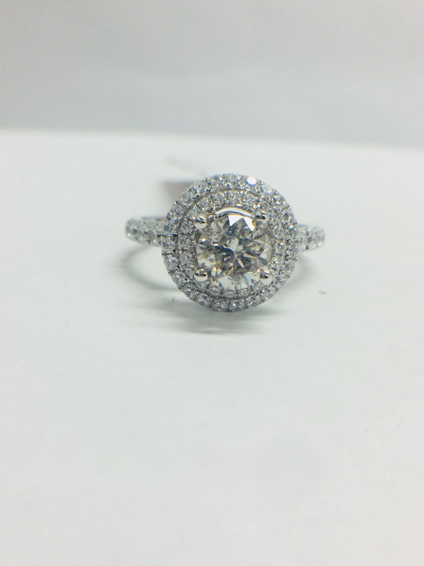 Platinum Double Halo Style Diamond Ring, - Image 10 of 12