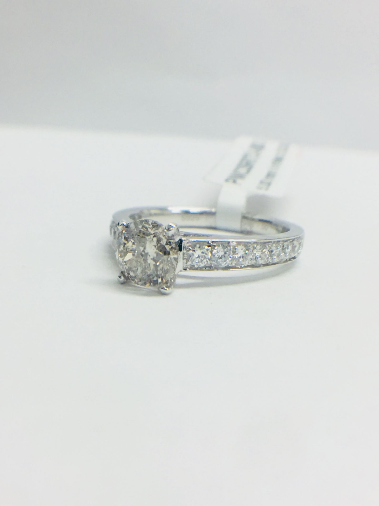 Platinum Diamond Solitaire Ring With Diamond Set Shoulder, - Image 3 of 14