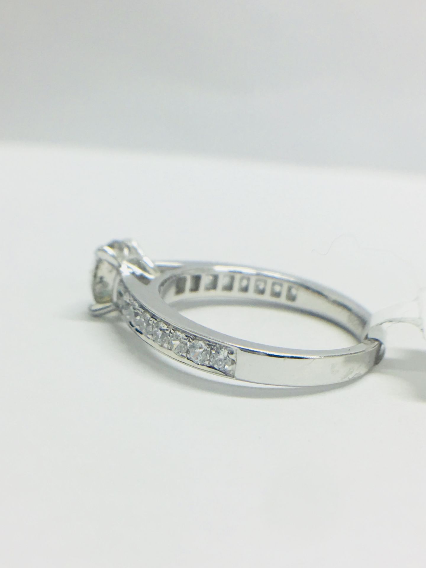 Platinum Diamond Solitaire Ring With Diamond Set Shoulder, - Image 6 of 14