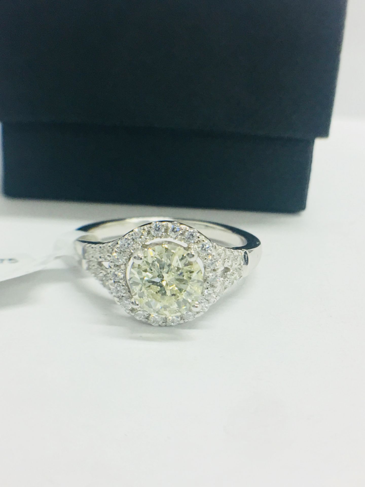 Platinum Modern Halo Style Diamond Ring,