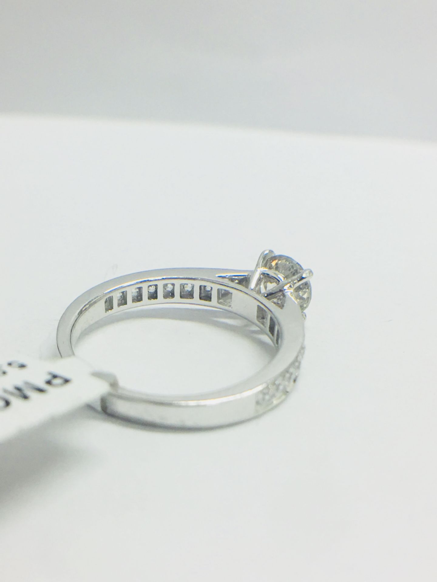 Platinum Diamond Solitaire Ring With Diamond Set Shoulder, - Image 9 of 14