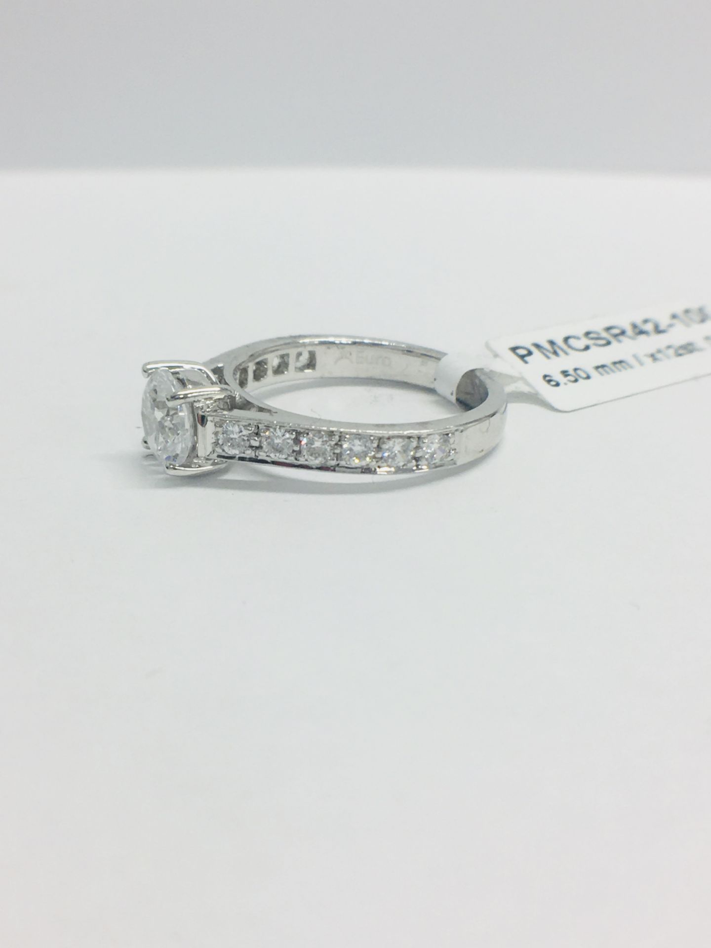 Platinum Diamond Solitaire Ring With Diamond Set Shoulders - Image 6 of 11