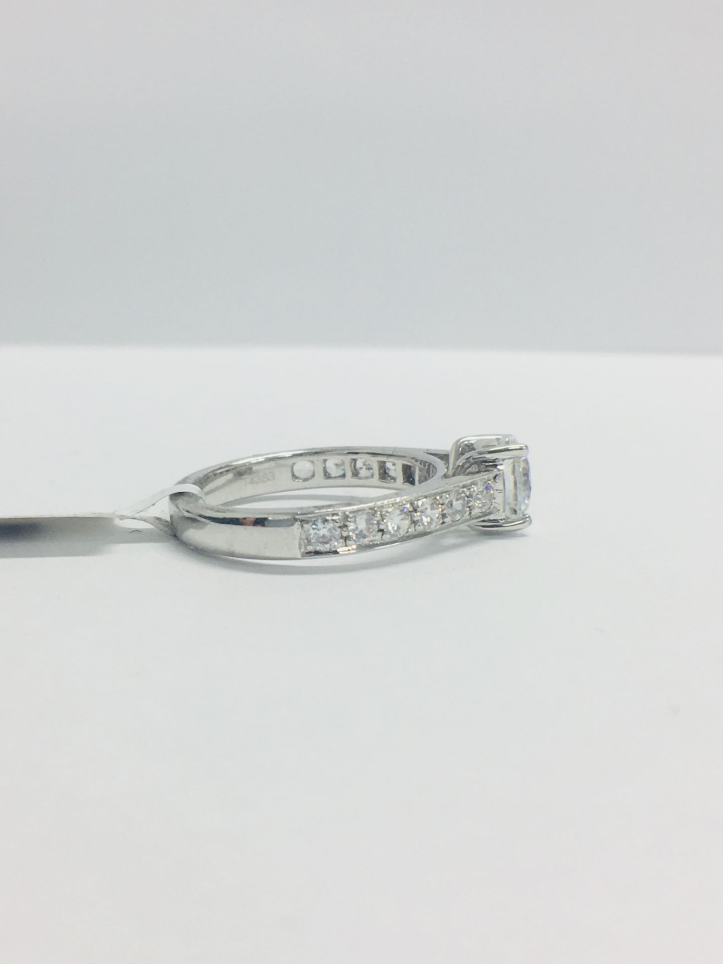 Platinum Diamond Solitaire Ring With Diamond Set Shoulders - Image 10 of 11