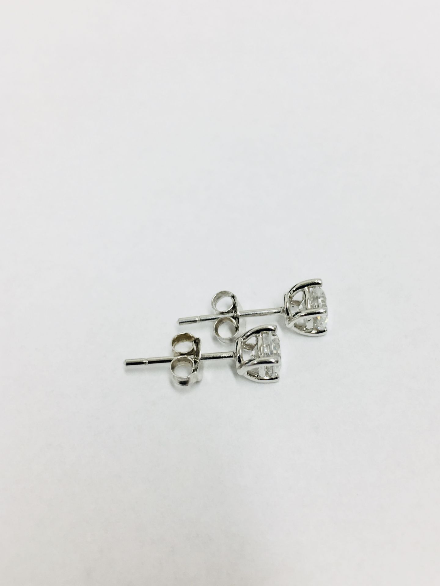 1.00Ct Diamond Solitaire Earrings Set In Platinum. - Image 7 of 15