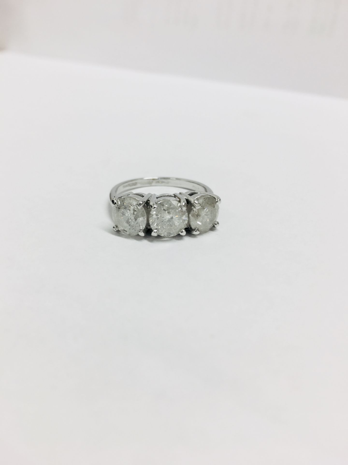 3.03Ct Diamond Three Stone Ring, - Image 7 of 8