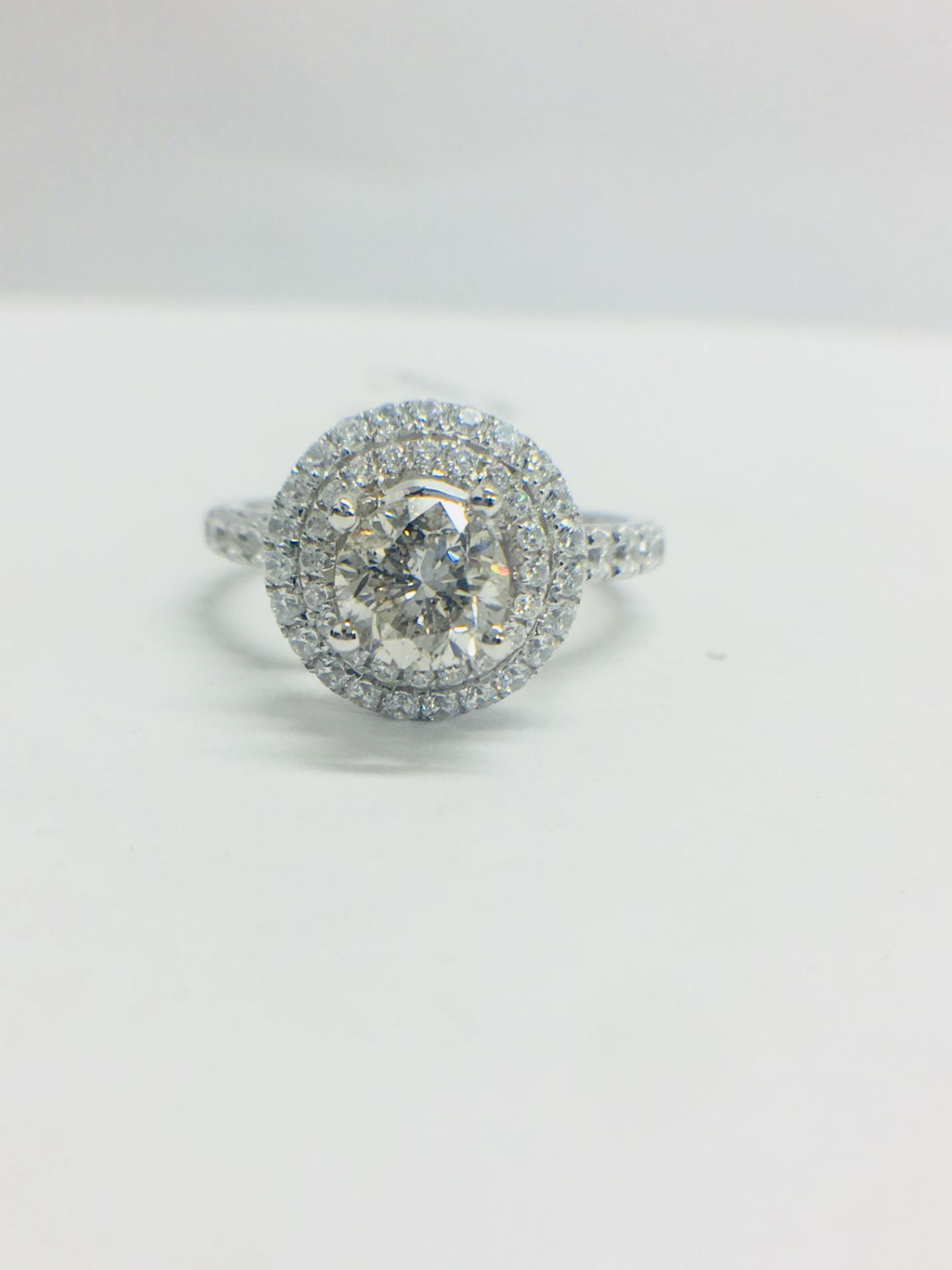 Platinum Double Halo Style Diamond Ring, - Image 11 of 12