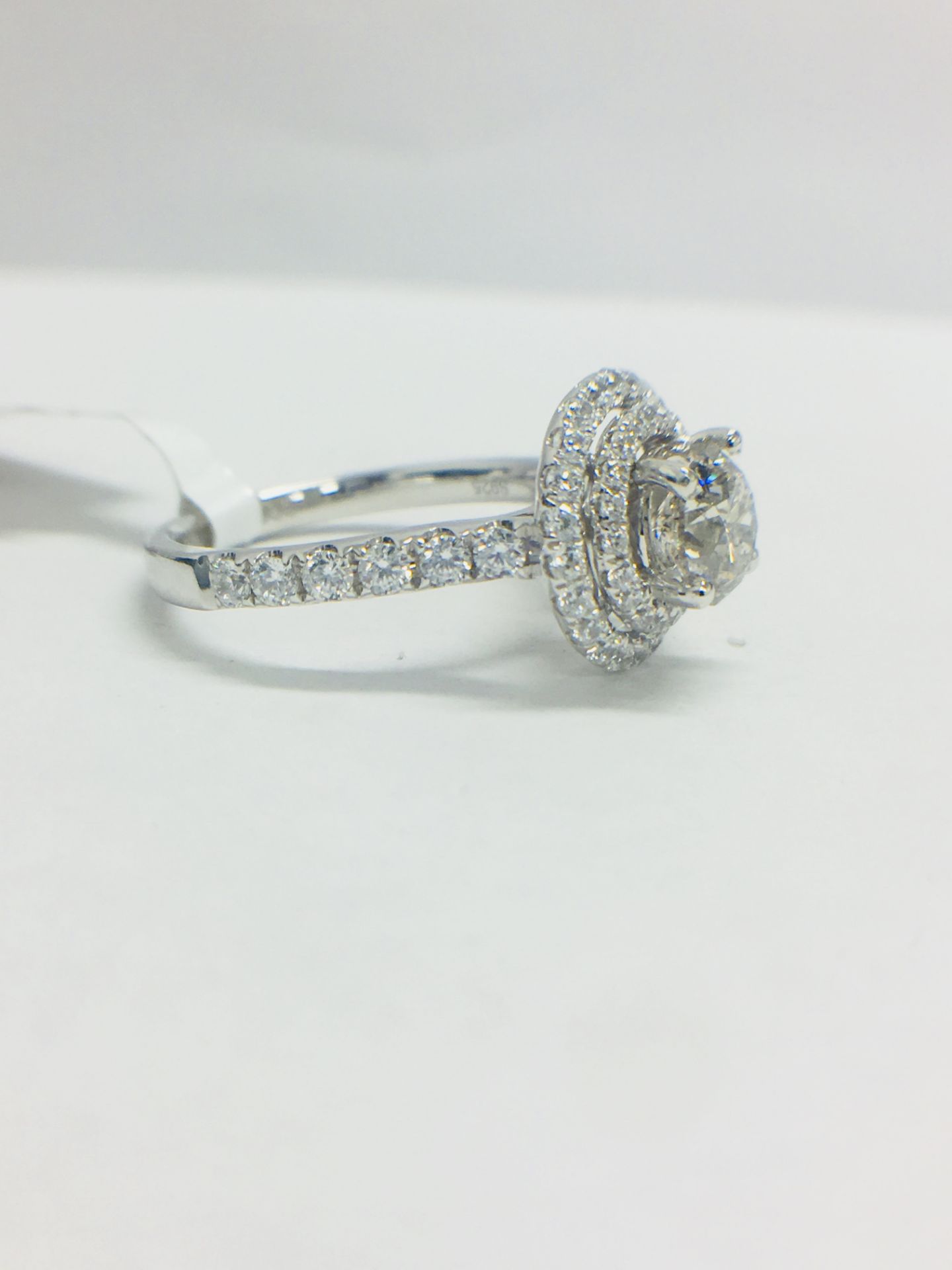 Platinum Double Halo Style Diamond Ring, - Image 8 of 12