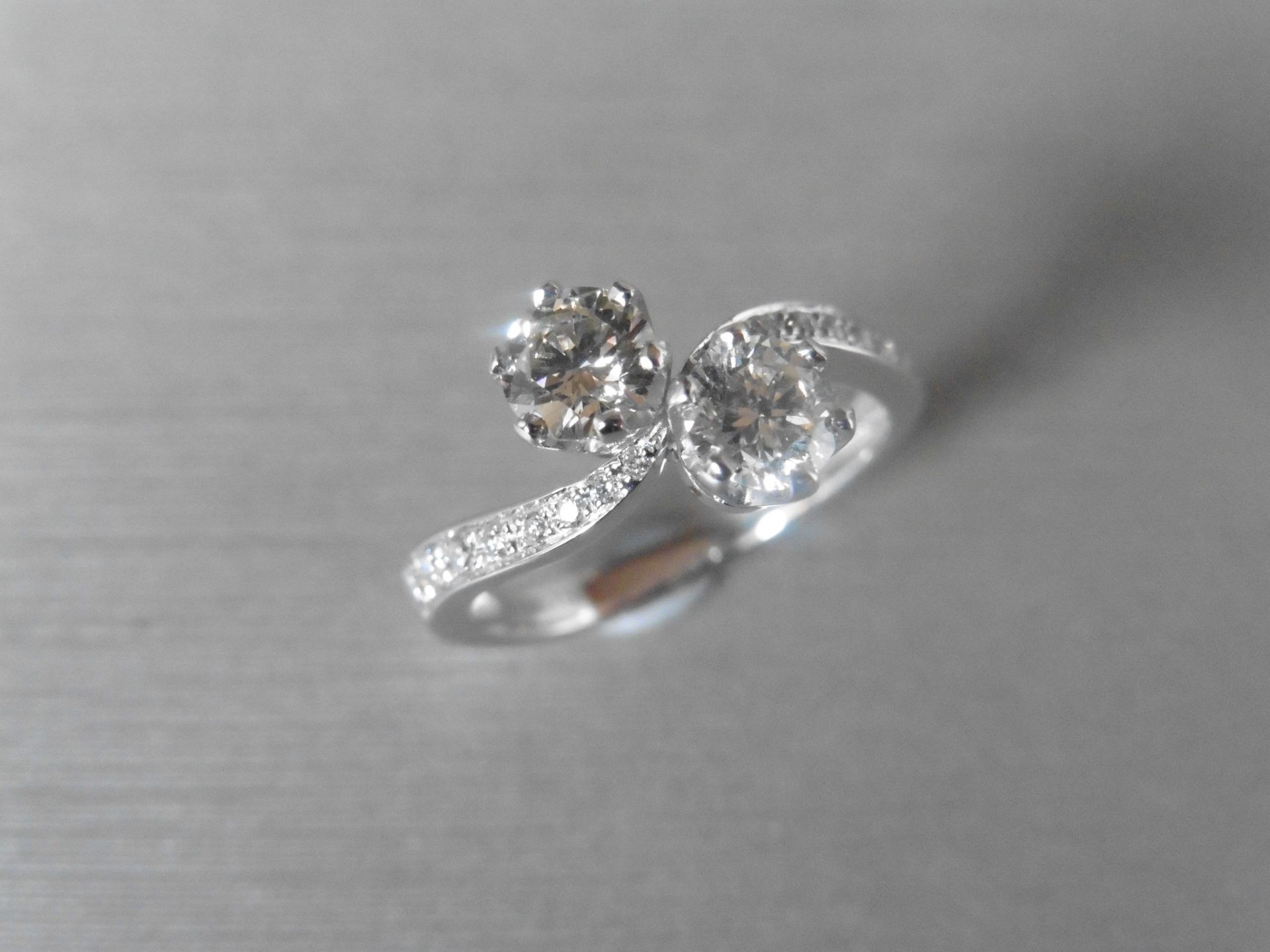 1.00Ct Diamond 2 Stone Twist Ring.