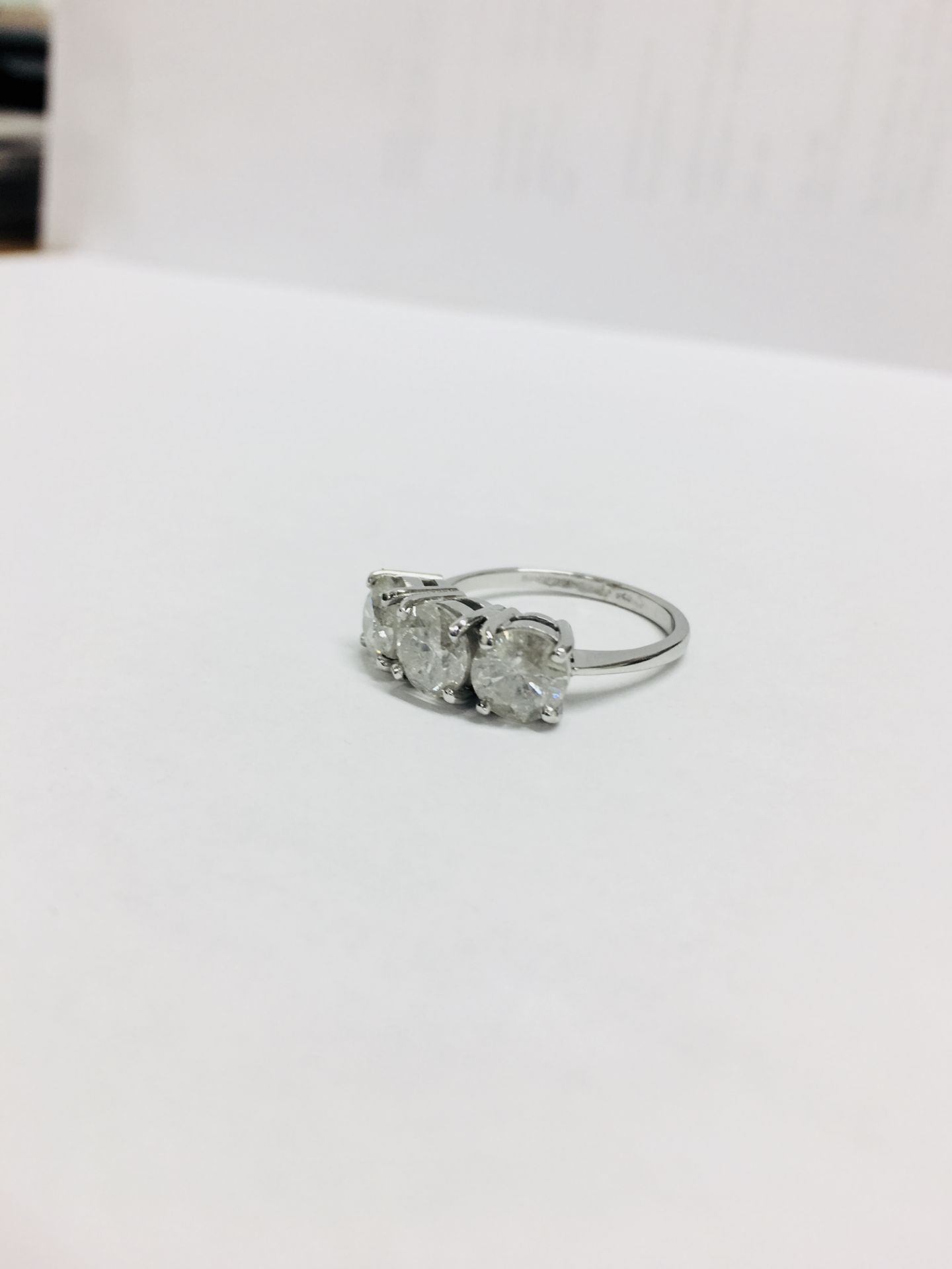 3.03Ct Diamond Three Stone Ring, - Image 8 of 8
