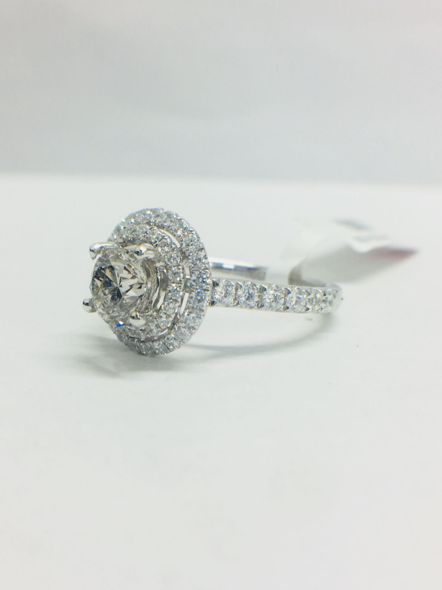 Platinum Double Halo Style Diamond Ring, - Image 2 of 12