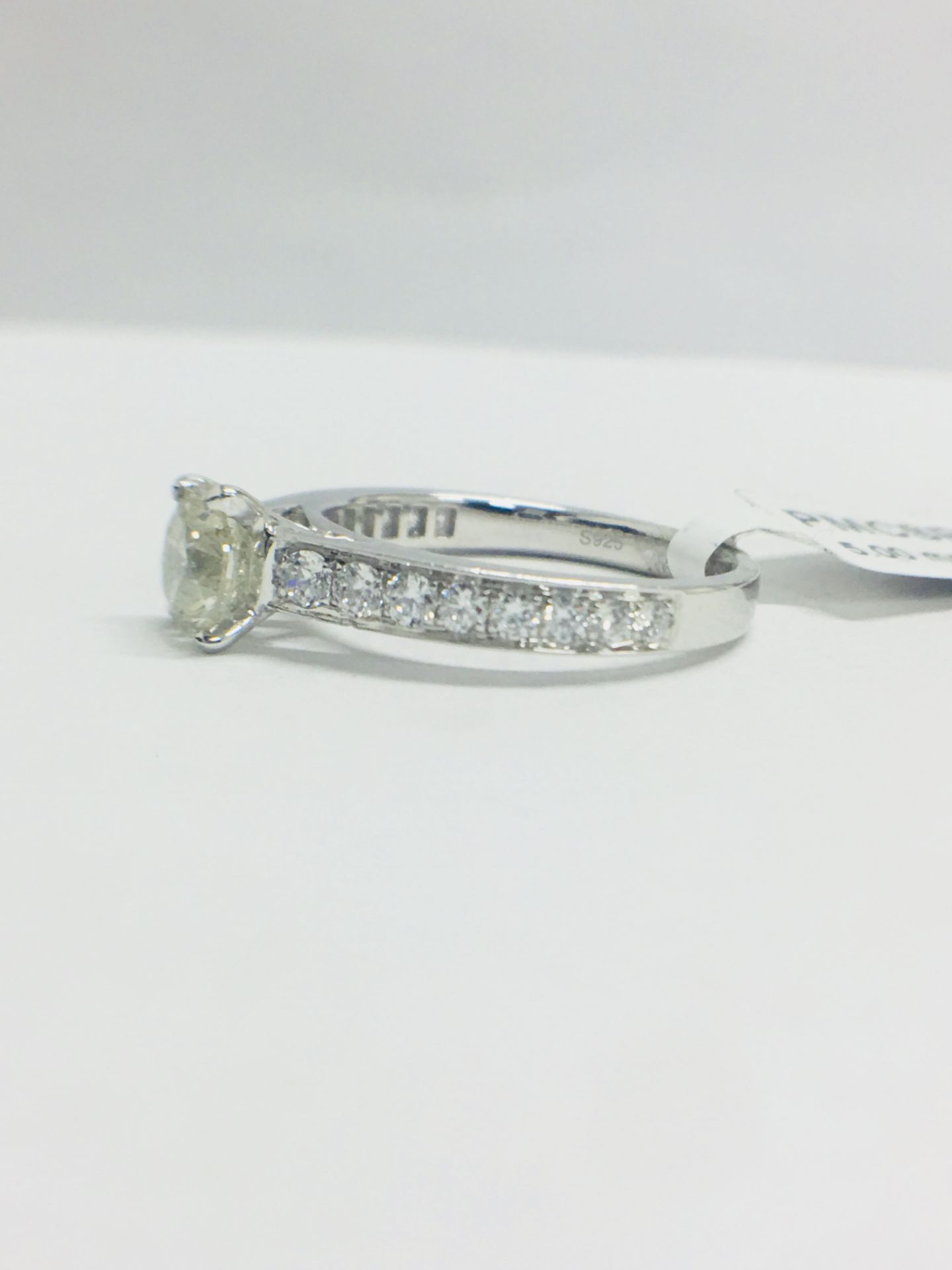 Platinum Diamond Solitaure Modern Style Ring, - Image 3 of 10