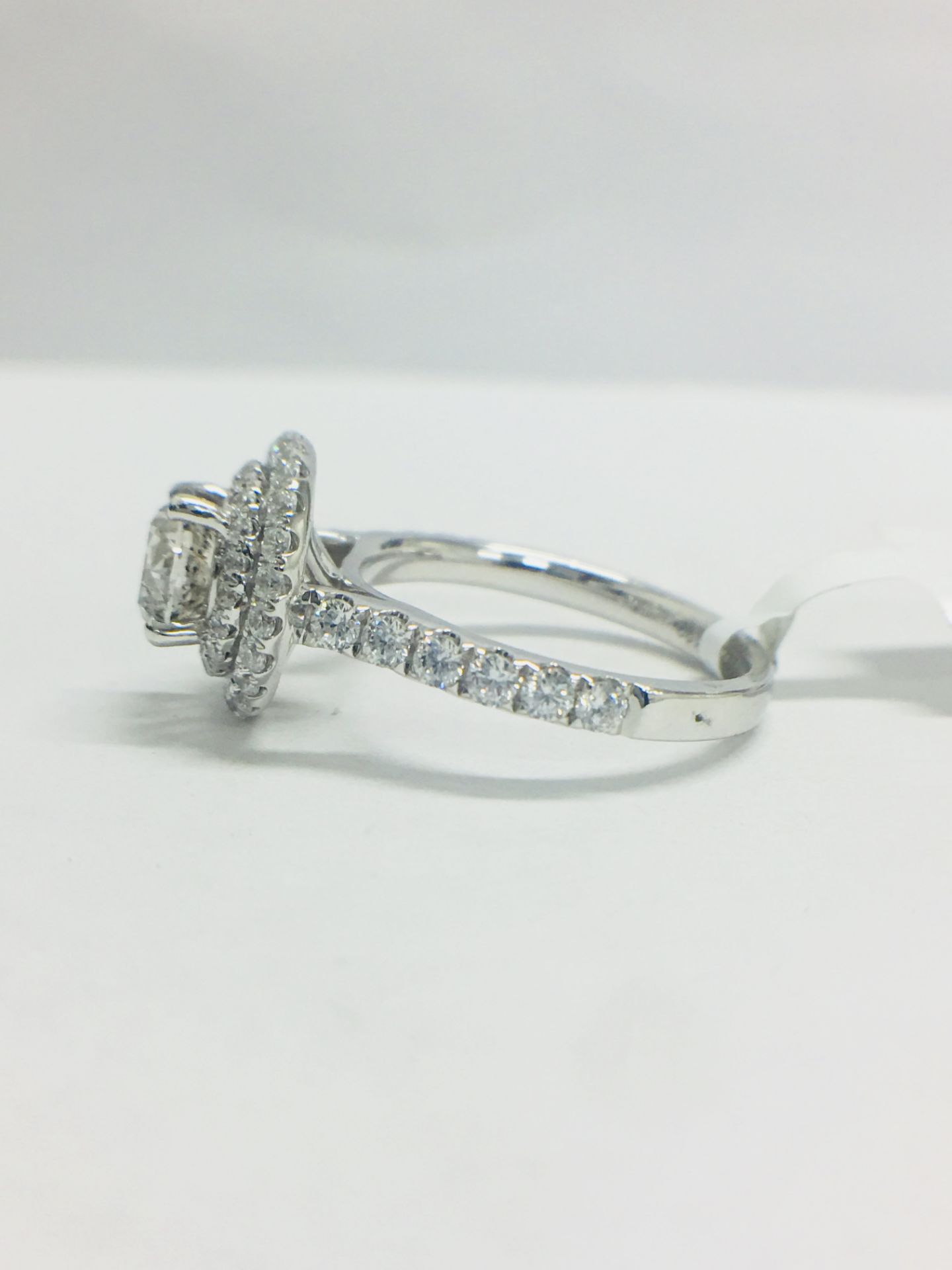 Platinum Double Halo Style Diamond Ring, - Image 3 of 12