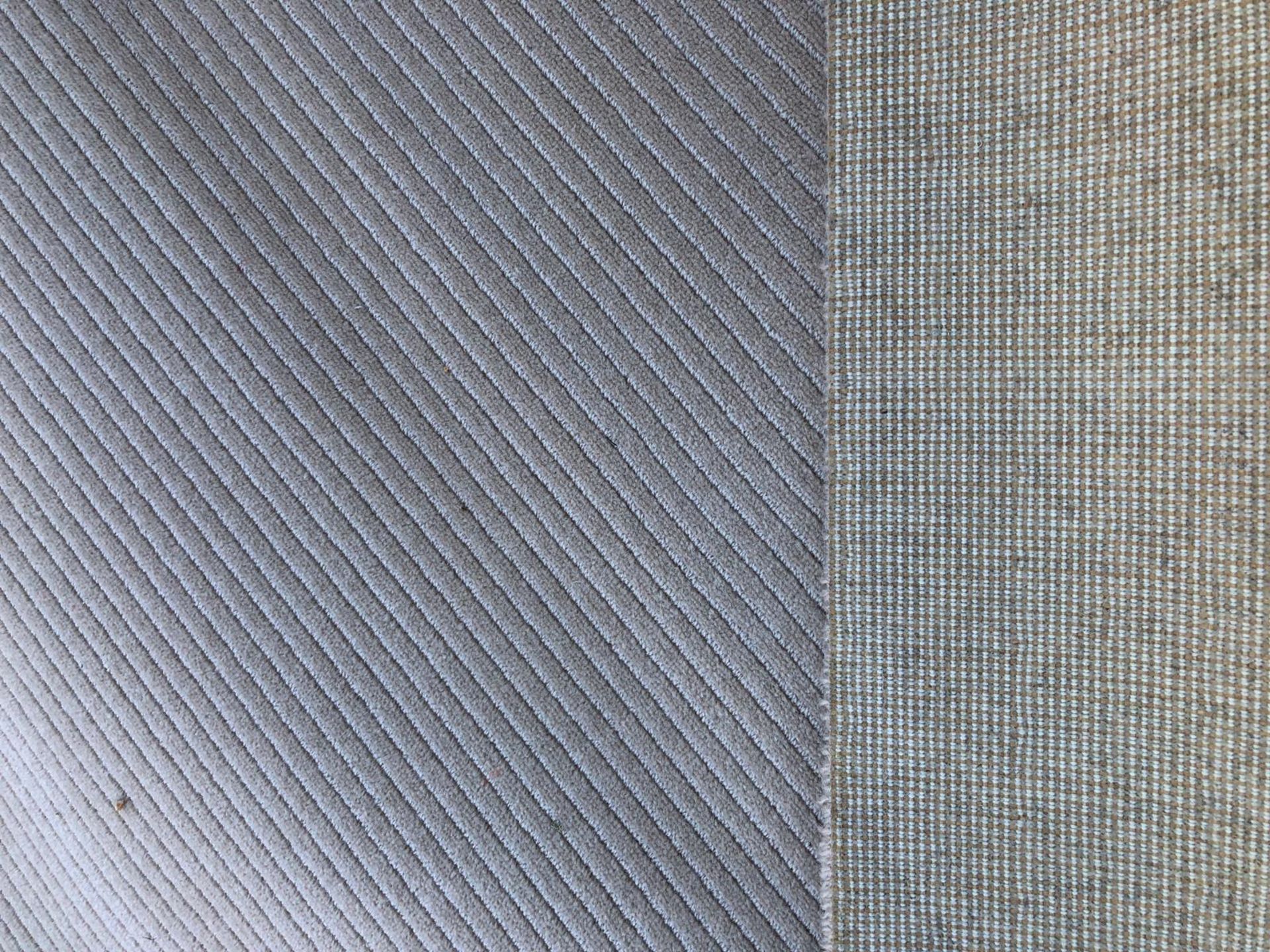 Plain Wheat / Cream Stripe Wool 4M x 2.97M - Image 2 of 2