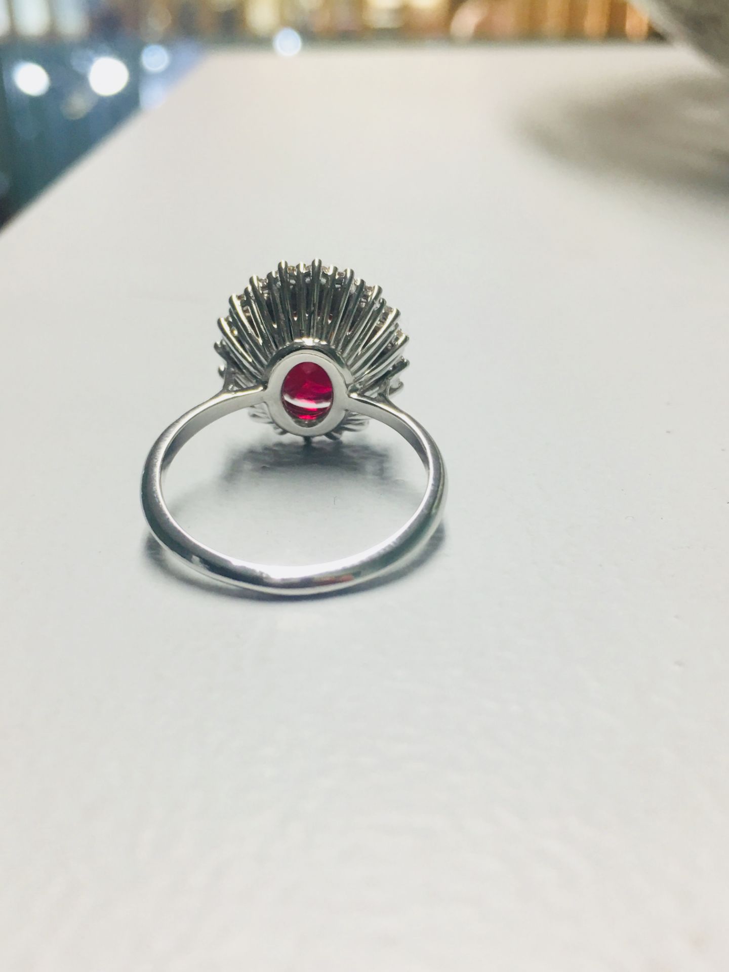 18ct White Gold Ruby Diamond Cluster Ring - Image 8 of 10