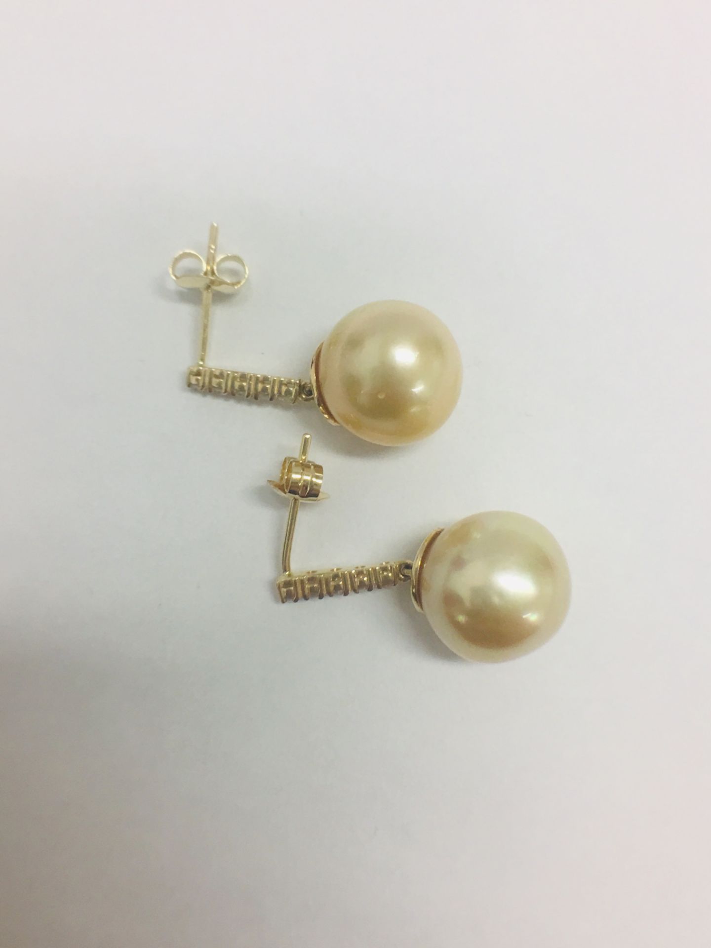 14ct Yellow Gold Pearl & Diamond Earrings - Image 3 of 6