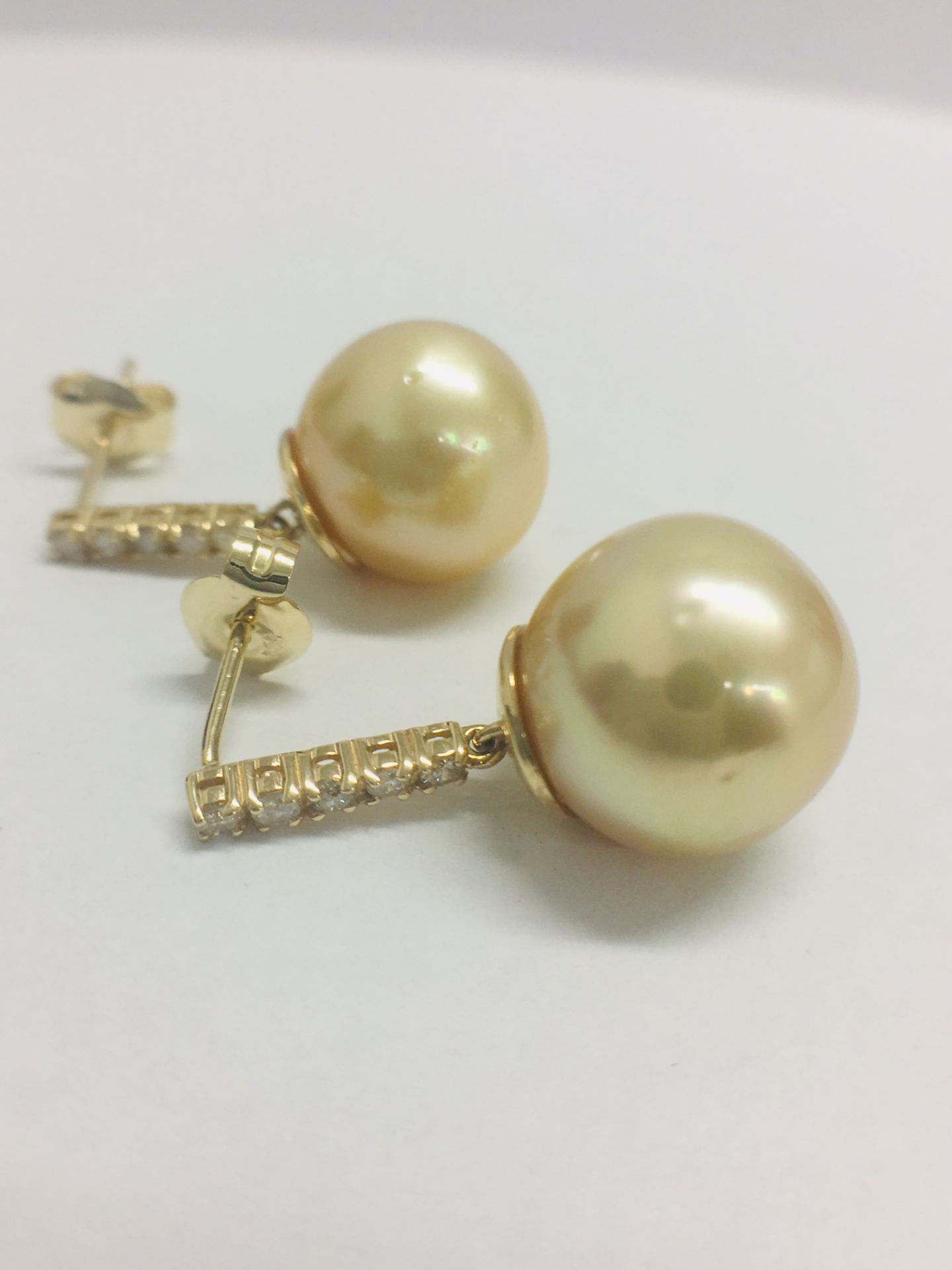 14ct Yellow Gold Pearl & Diamond Earrings