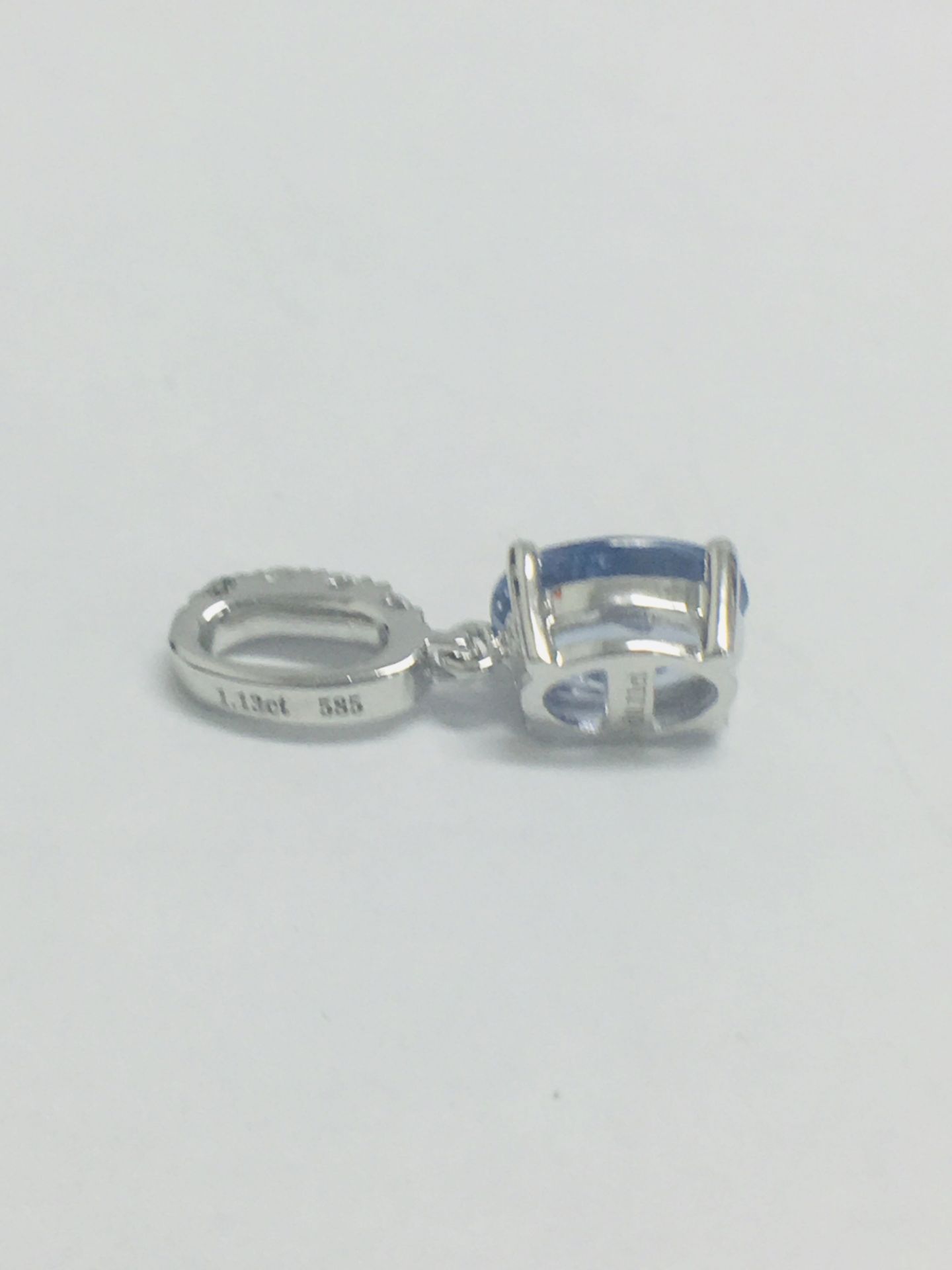 14ct White Gold Sapphire & Diamond Pendant - Image 3 of 8