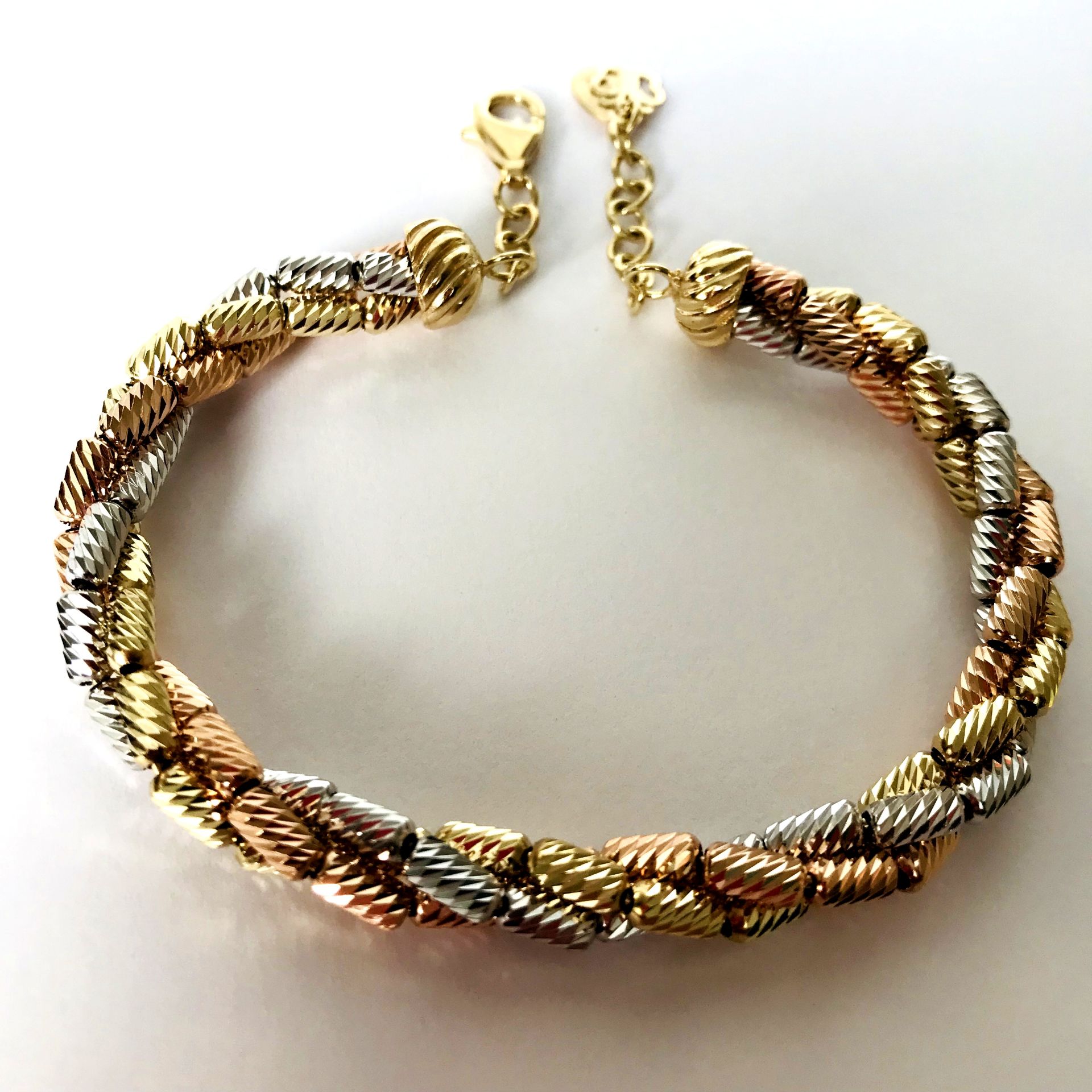 14K Tri colour Gold, Italian Dorica Beads Bracelet - Image 3 of 7