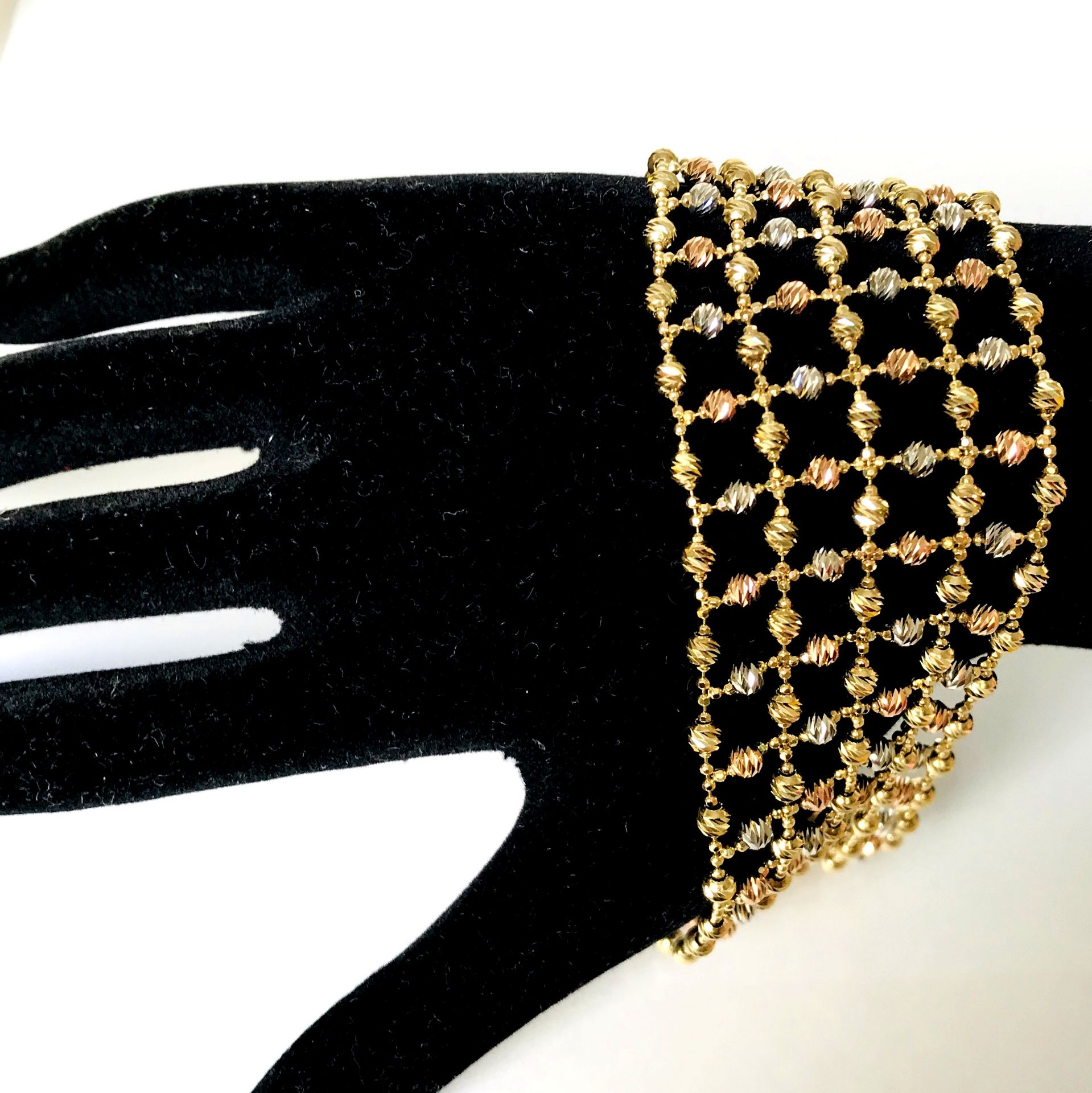 14K Tri colour Gold, Italian Dorica Beads Bracelet