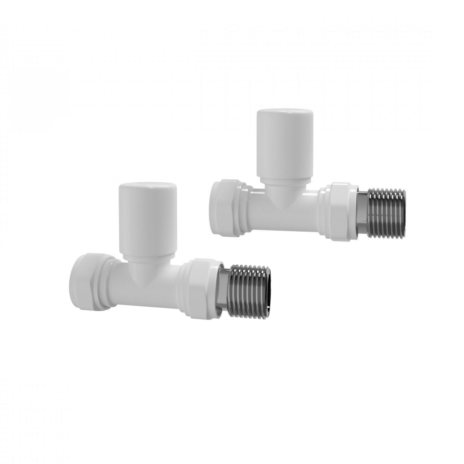 (VZ17) 15mm Standard Connection Straight Gloss White Radiator Valves Solid brass construct - Image 2 of 3
