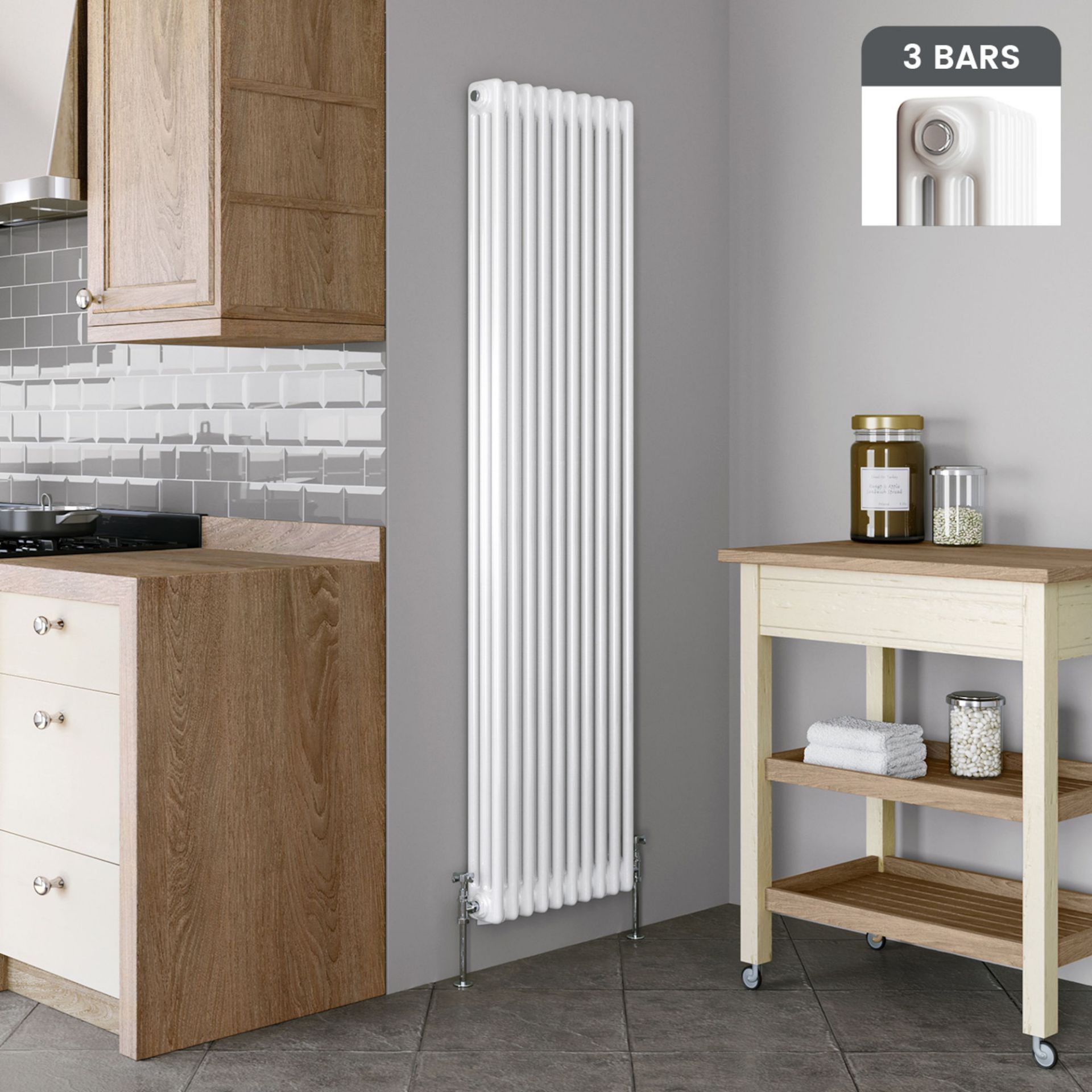 (OS87) 2000x490mm White Triple Panel Vertical Colosseum Traditional Radiator. RRP £358.99. Made from - Image 3 of 3