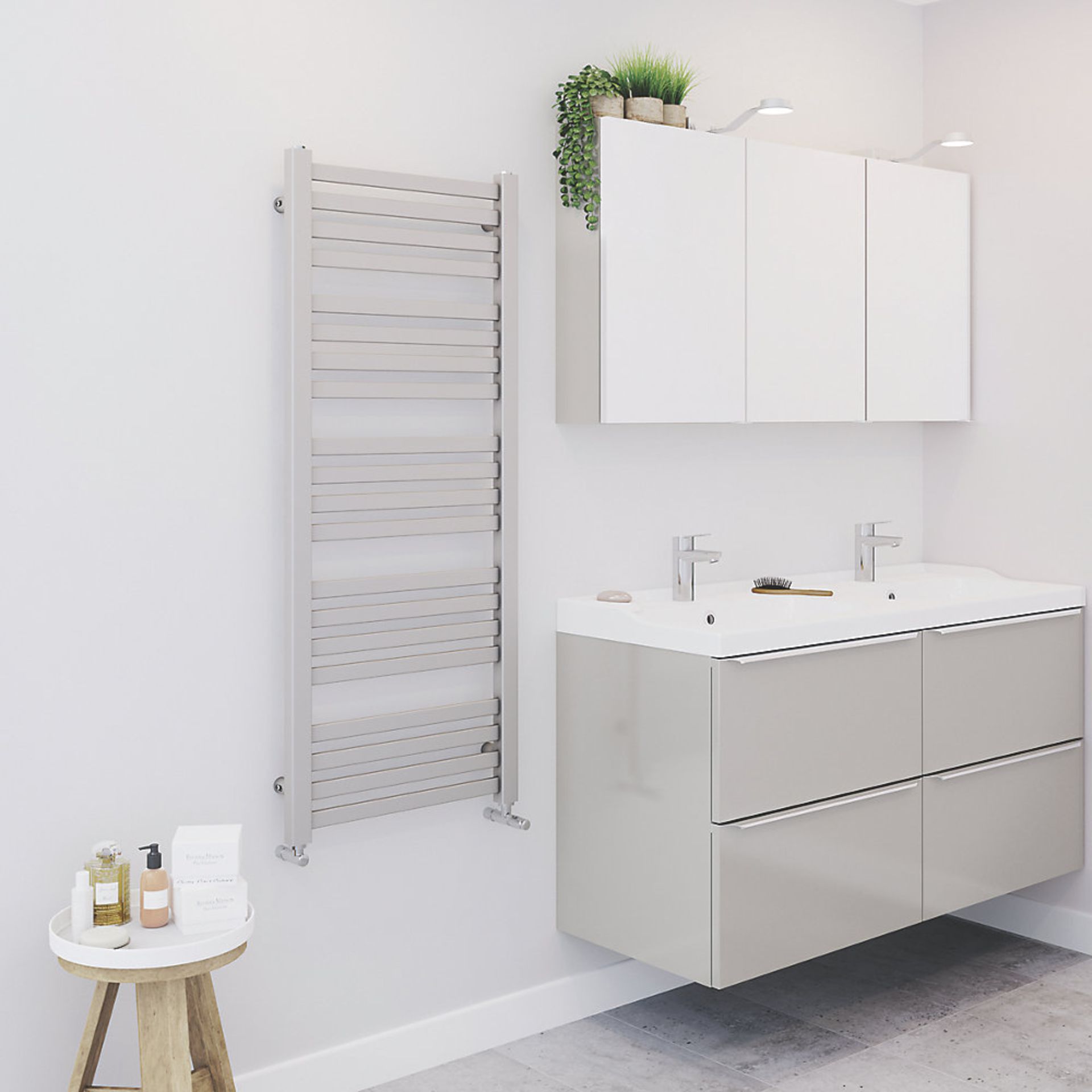 (OS131) 1200 X 500MM BLYSS SILVER MATT TOWEL RADIATOR.High quality powder-coated steel construction.