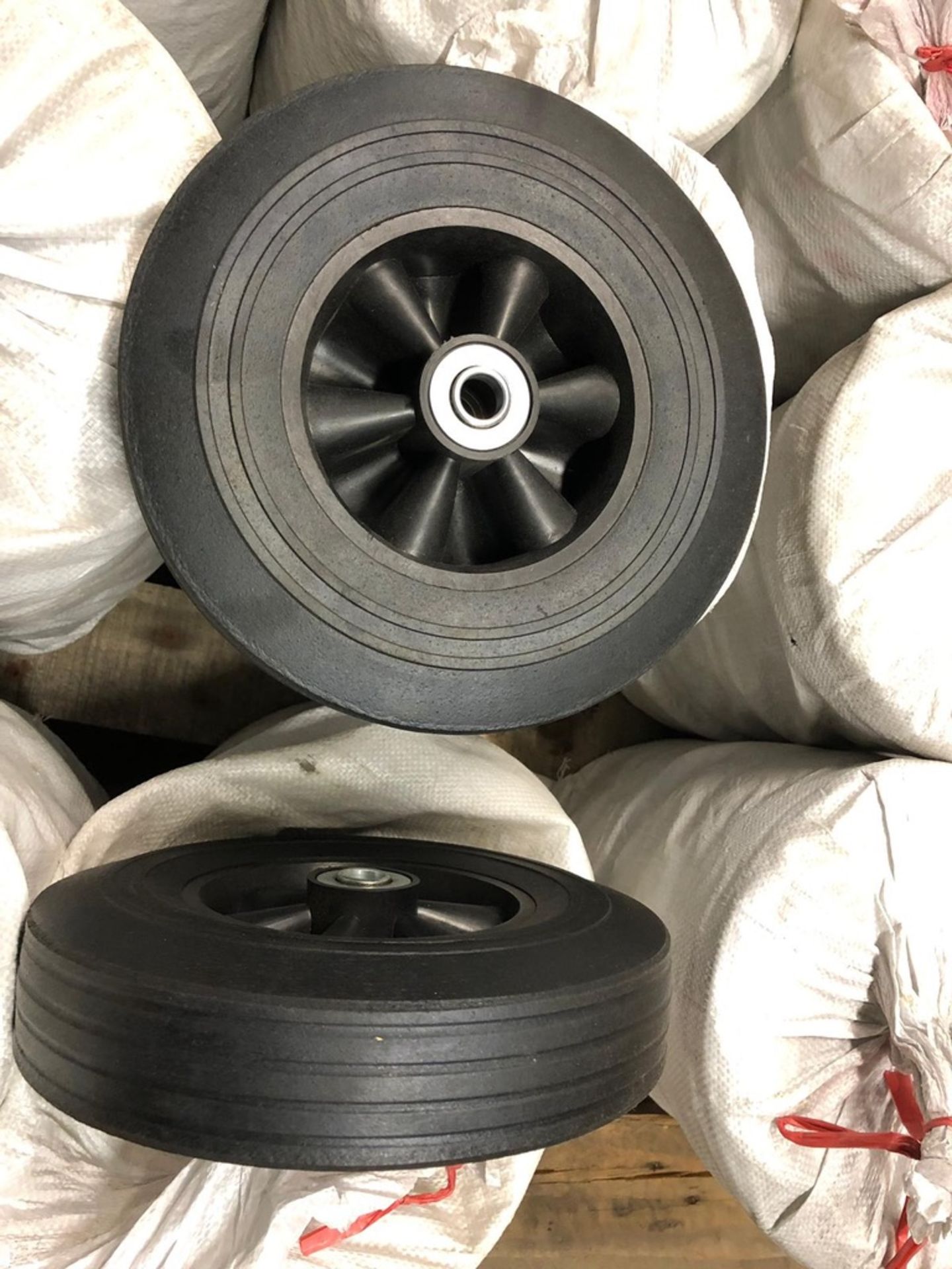 5 x pairs of replacement solid rubber wheels for sack barrows and chair trolleys