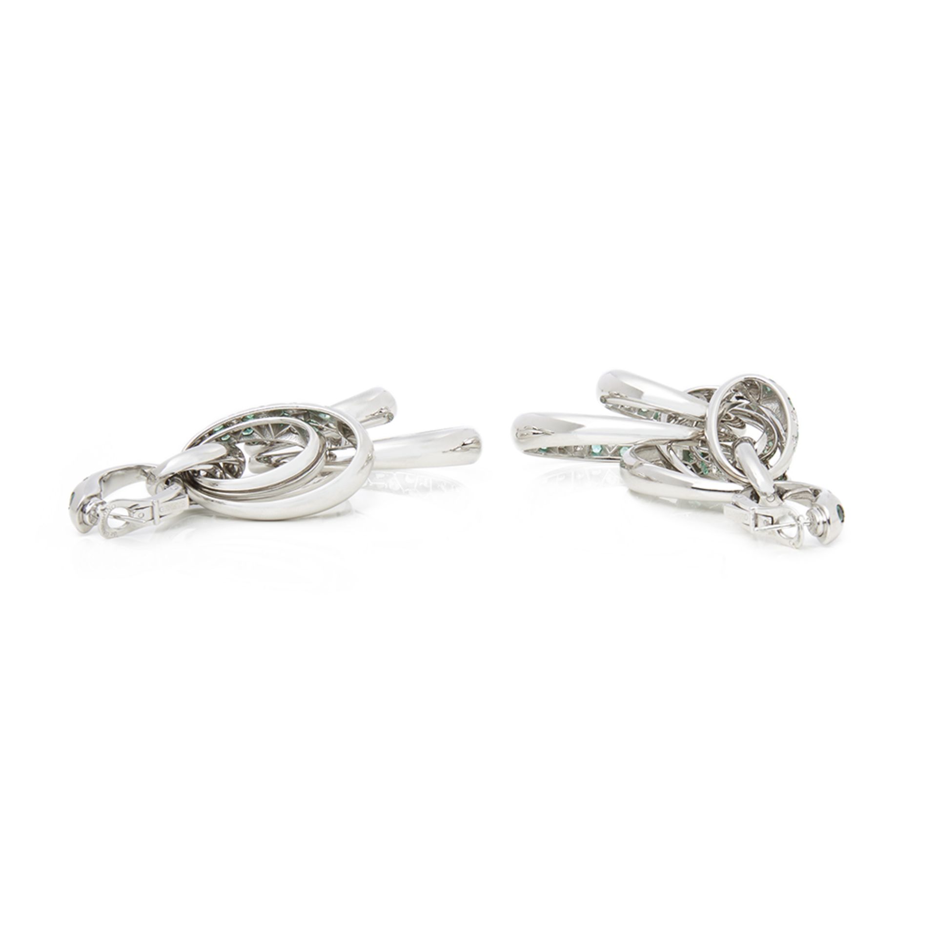 18k White Gold Diamond & Emerald Drop Catene Earrings - Image 8 of 9