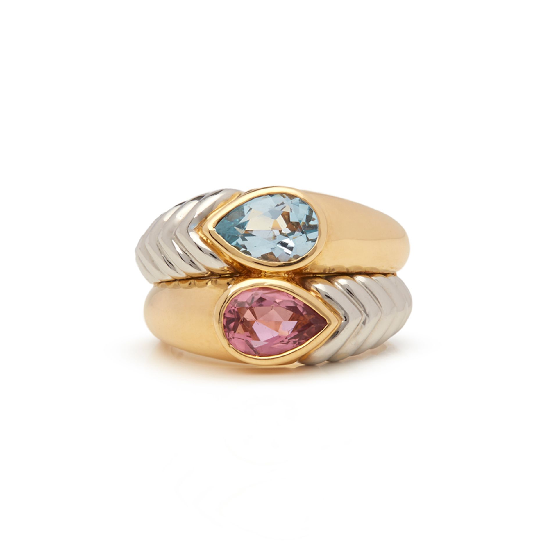 18k Yellow & 18k White Gold Multi-Gem Doppio Ring - Image 8 of 8