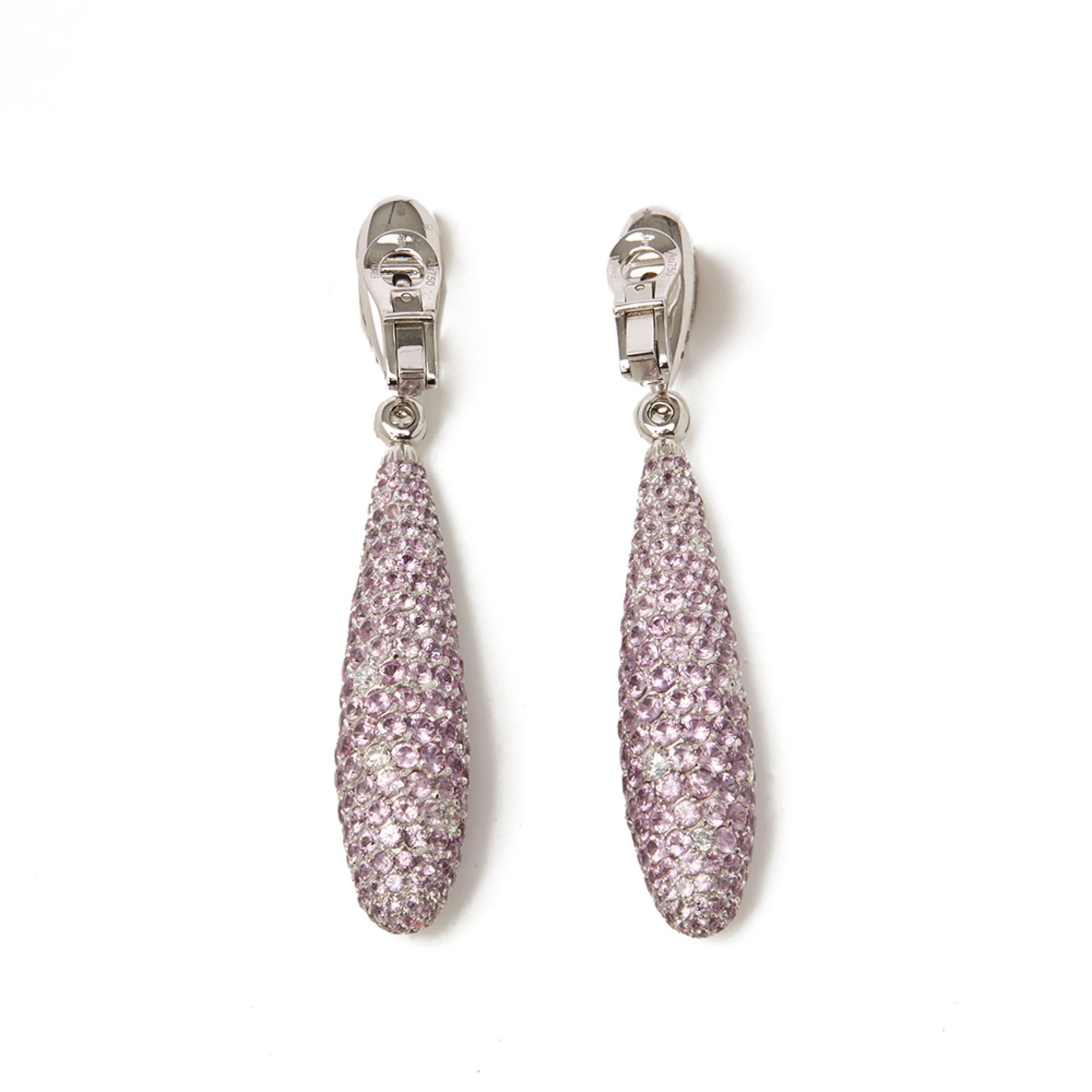 18k White Gold Pink Sapphire & Diamond Gocce Earrings - Image 11 of 11