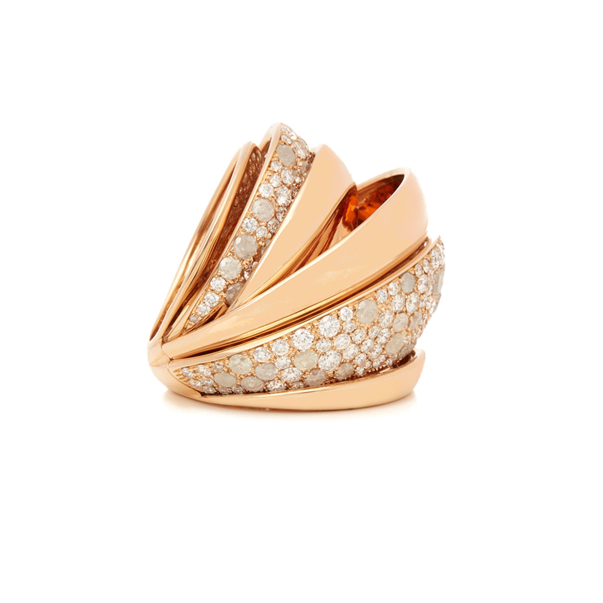 18k Rose Gold Icy Diamond Cocktail Jane Ring - Image 9 of 10