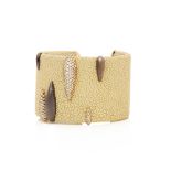 18k Yellow Gold & Brown PVD Coated Diamond Galuchat Cuff Bangle