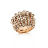 18k Rose Gold Brown Diamond Frange Ring