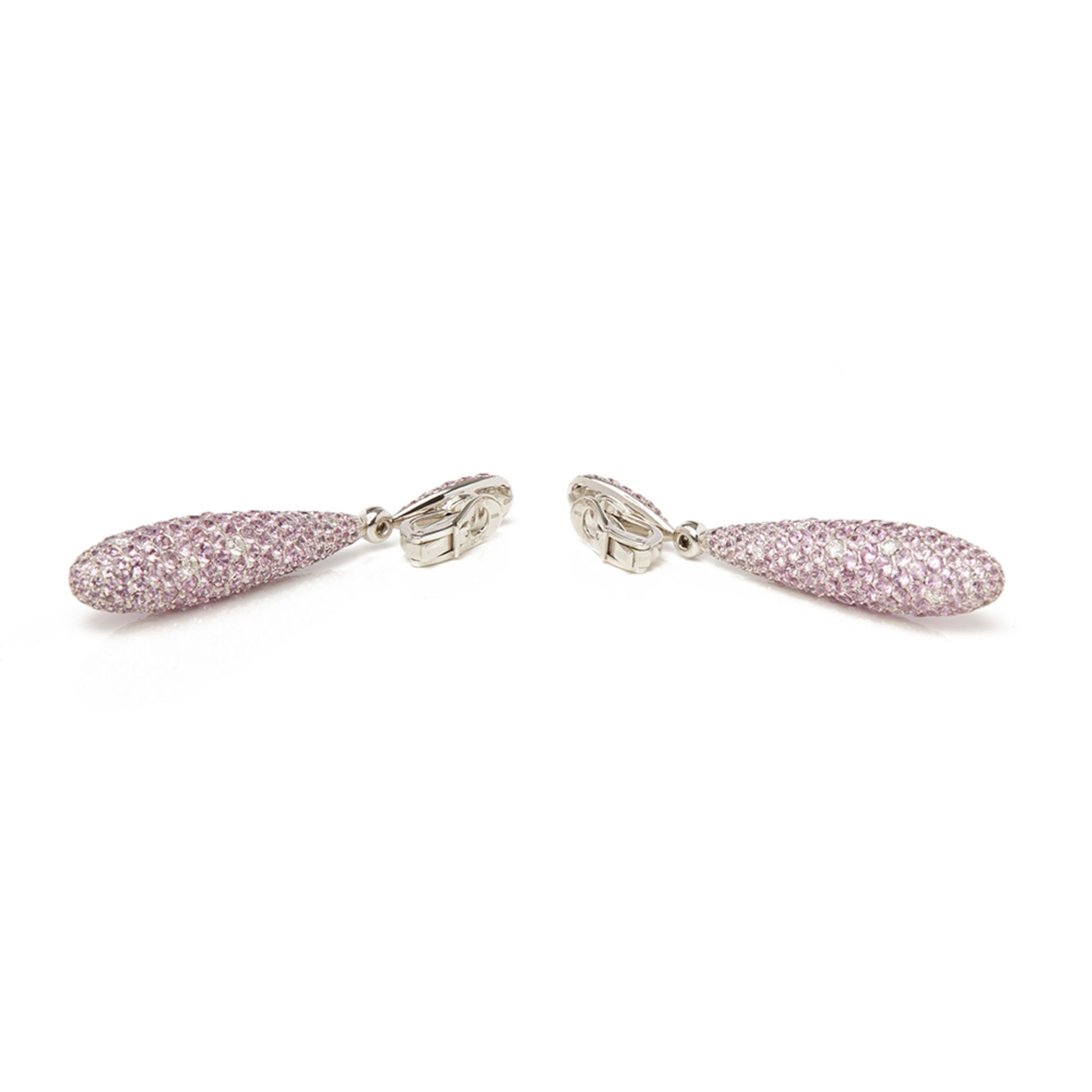 18k White Gold Pink Sapphire & Diamond Gocce Earrings - Image 9 of 11