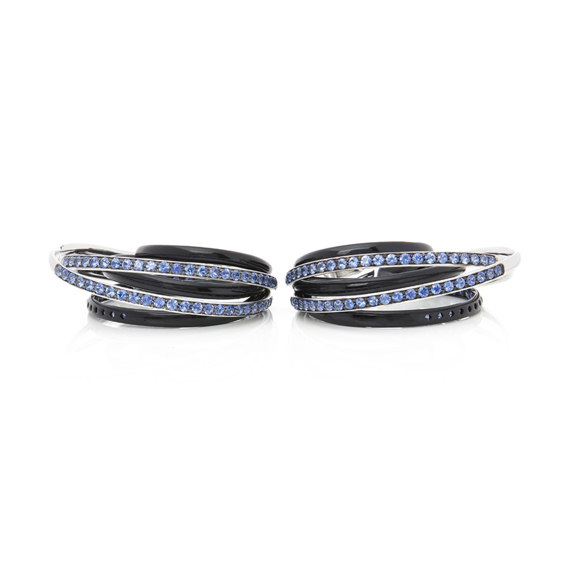 18k White Gold Black & Nano-Ceramic Coating Sapphire Allegra Earrings - Image 13 of 13