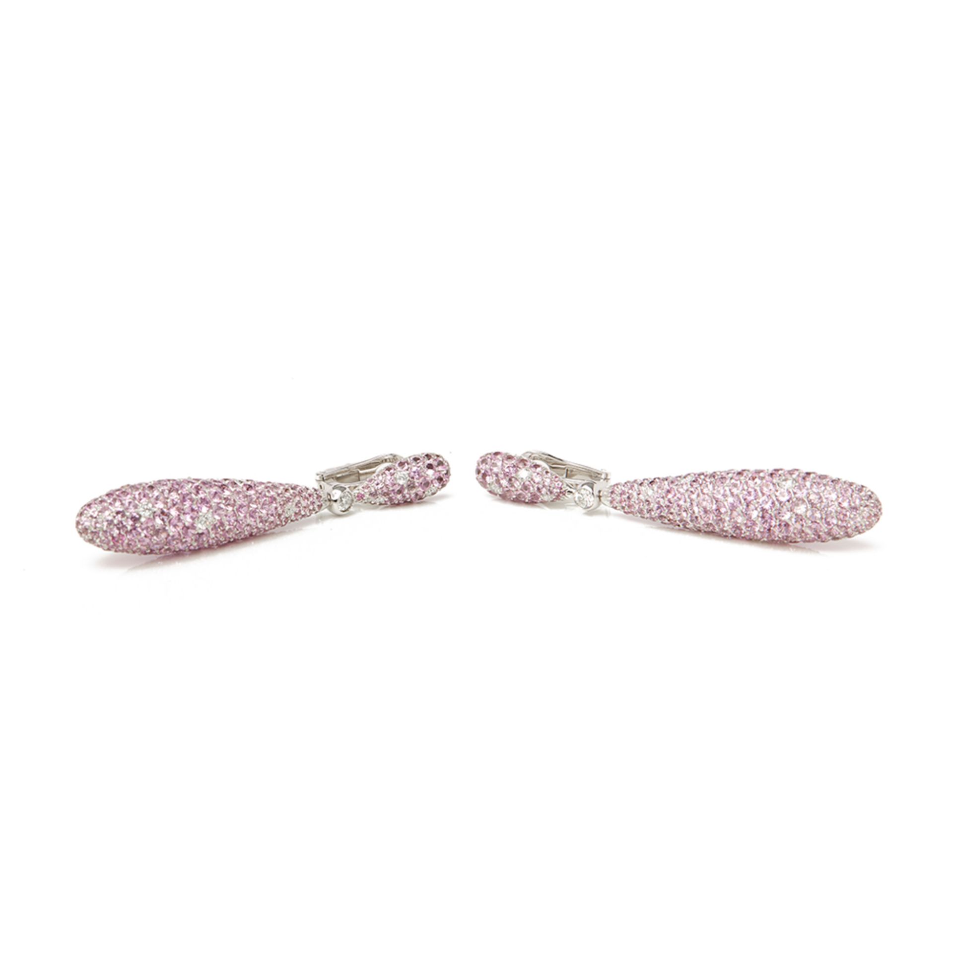 18k White Gold Pink Sapphire & Diamond Gocce Earrings - Image 10 of 11