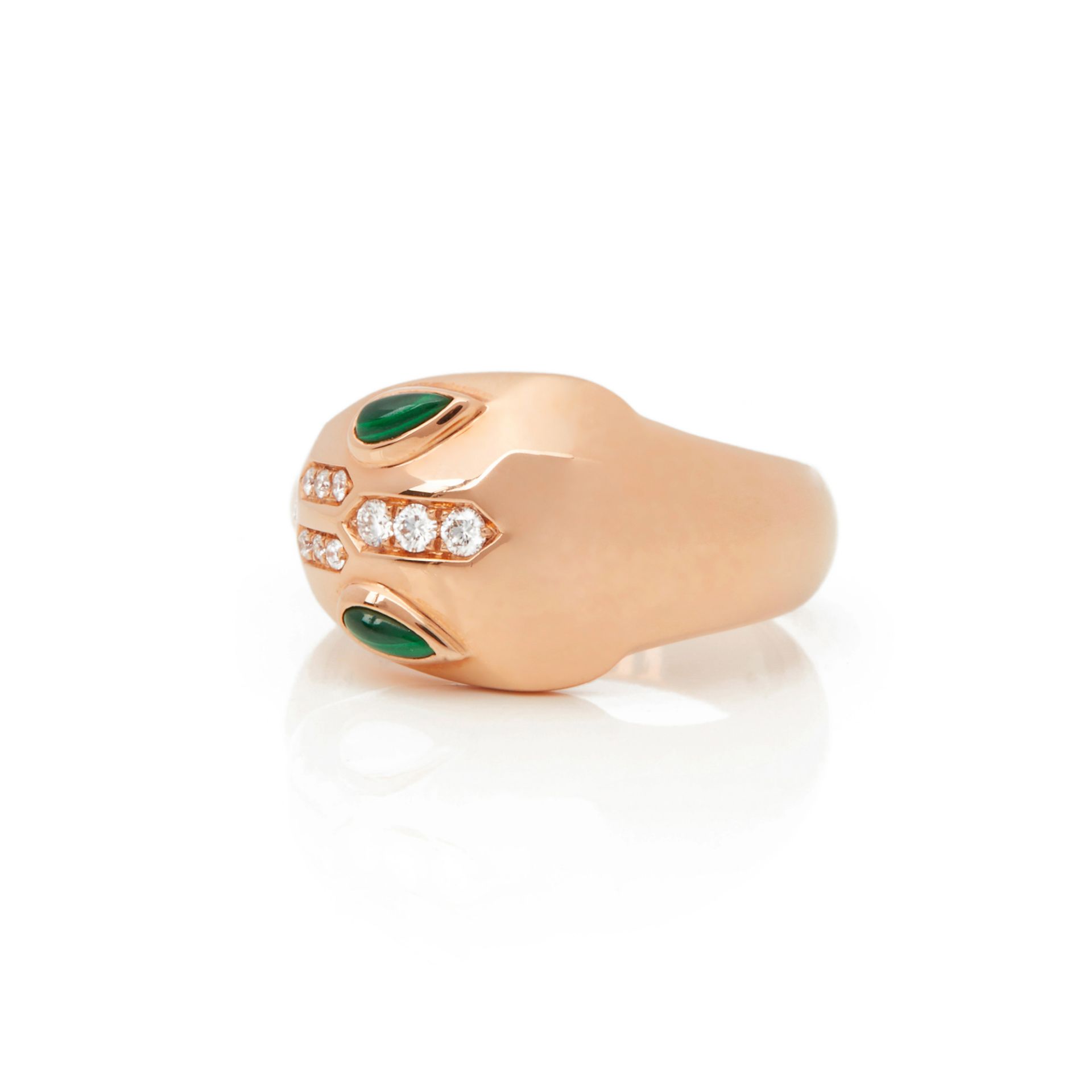 18k Rose Gold Diamond & Malachite Serpenti Ring - Image 10 of 10