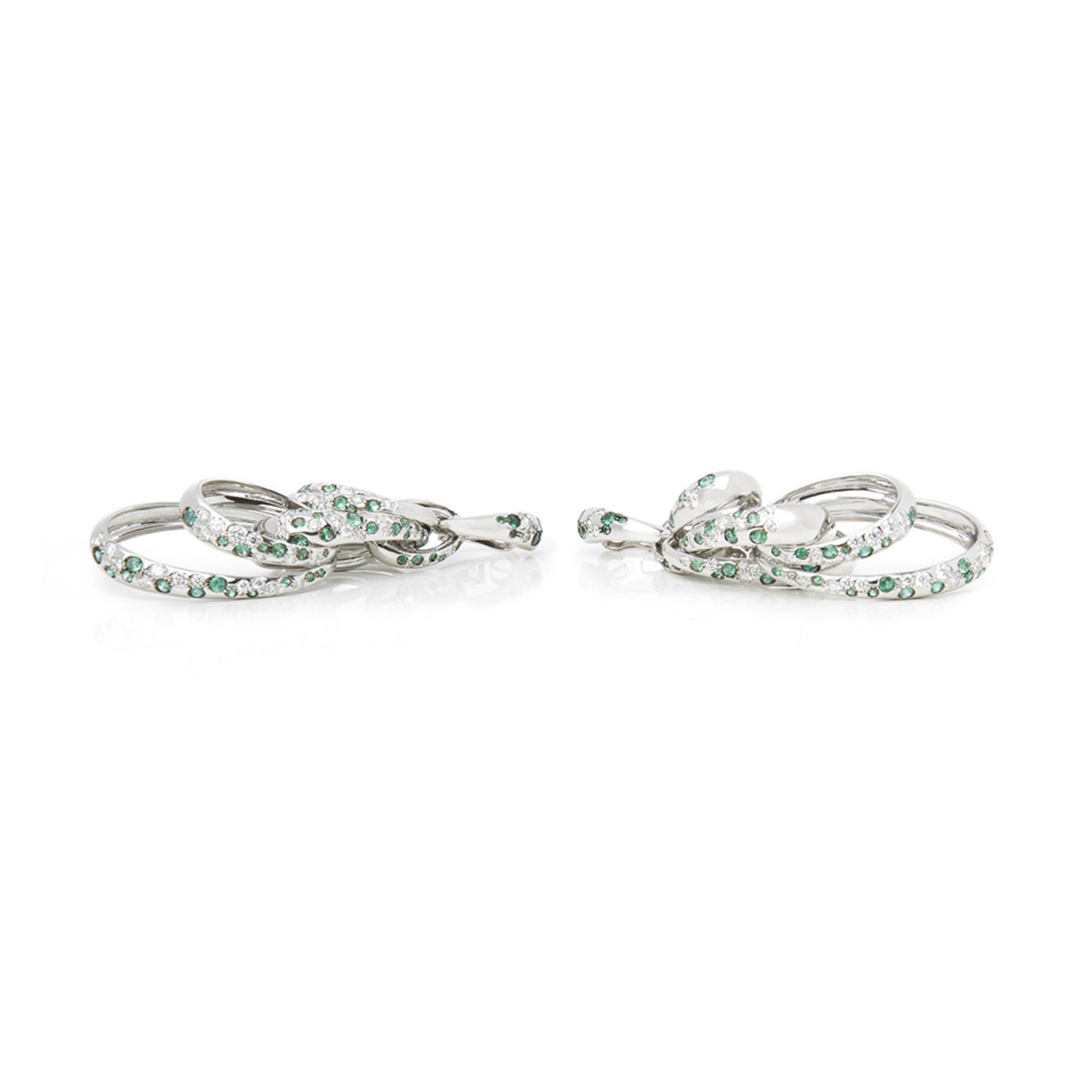 18k White Gold Diamond & Emerald Drop Catene Earrings - Image 9 of 9