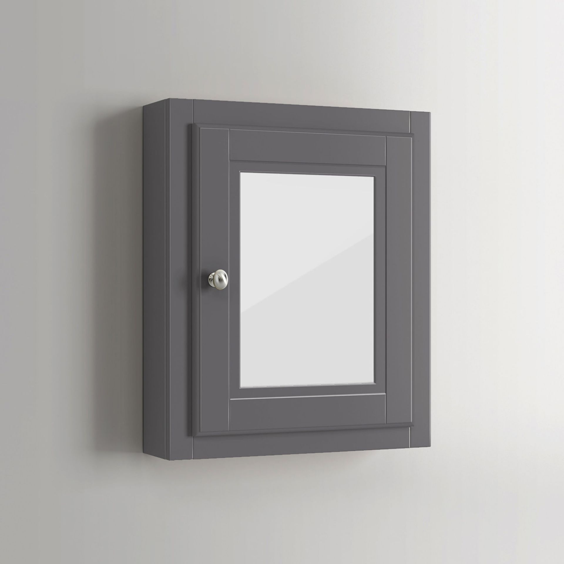 (XX84) 500mm Cambridge Midnight Grey Single Door Mirror Cabinet. RRP £199.99. Traditional aest... - Image 3 of 4