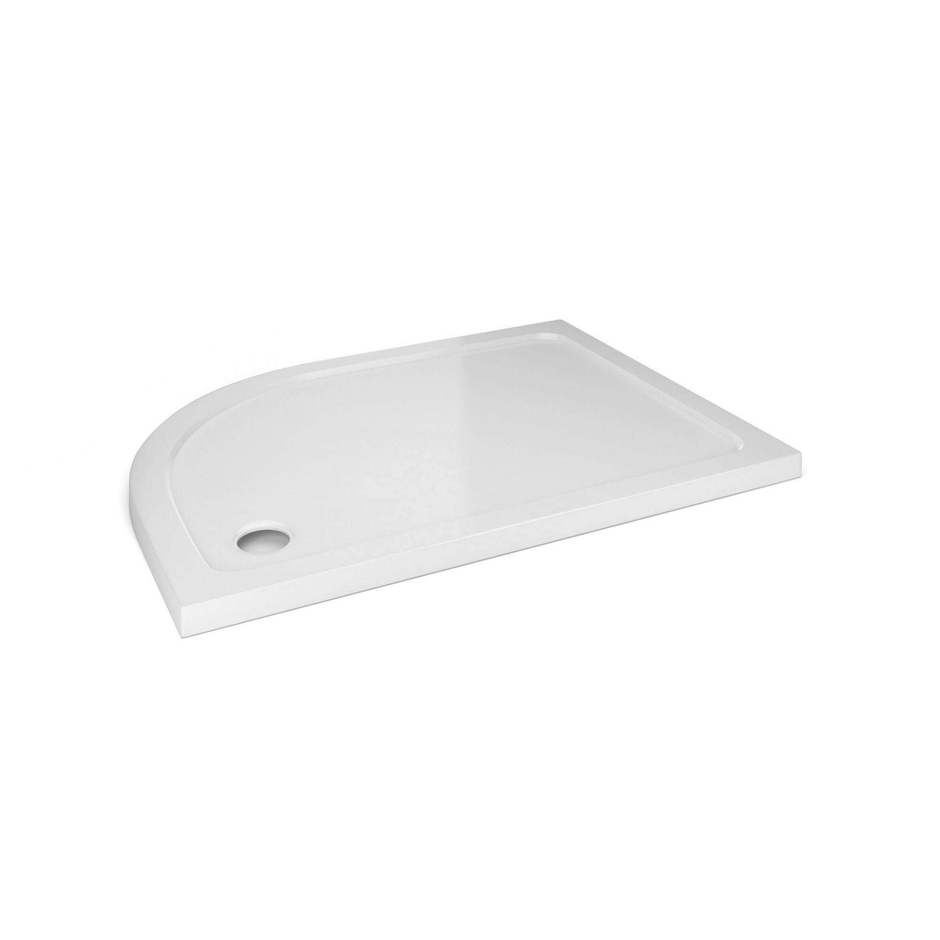 (AD137) 1200x900mm Offset Quadrant Ultra Slim Stone Shower Tray - Right. Low profile ultra slim
