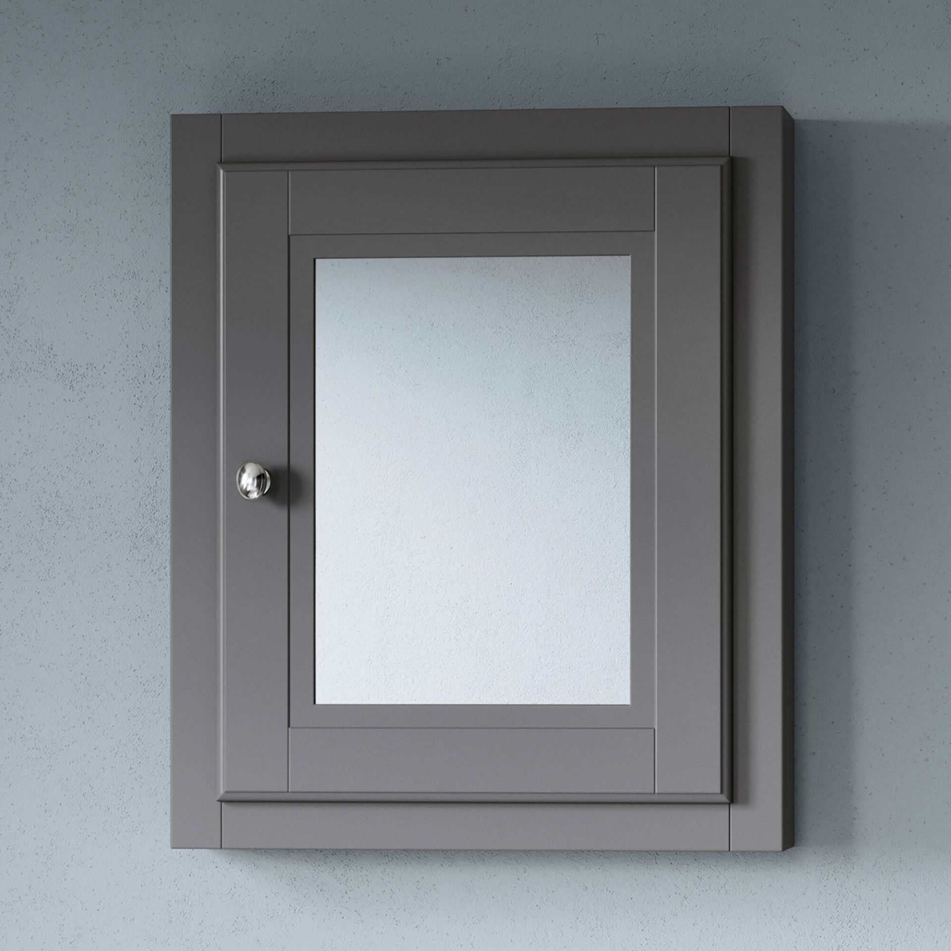 (XX84) 500mm Cambridge Midnight Grey Single Door Mirror Cabinet. RRP £199.99. Traditional aest...