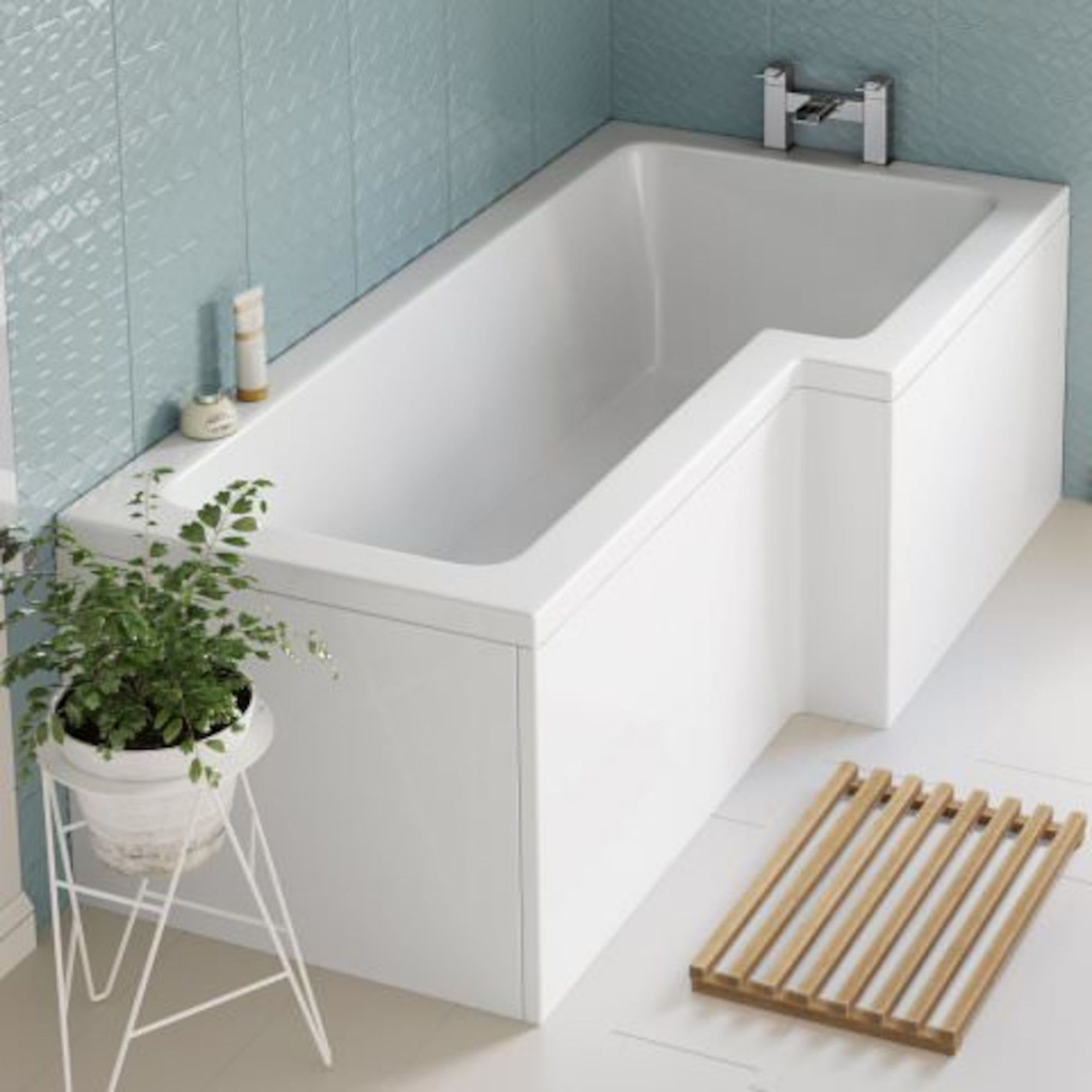 (LL89) 1700mm Right Hand L-Shaped Bath. RRP £339.99. COMES COMPLETE WITH SIDE PANEL. Constructed - Image 2 of 4