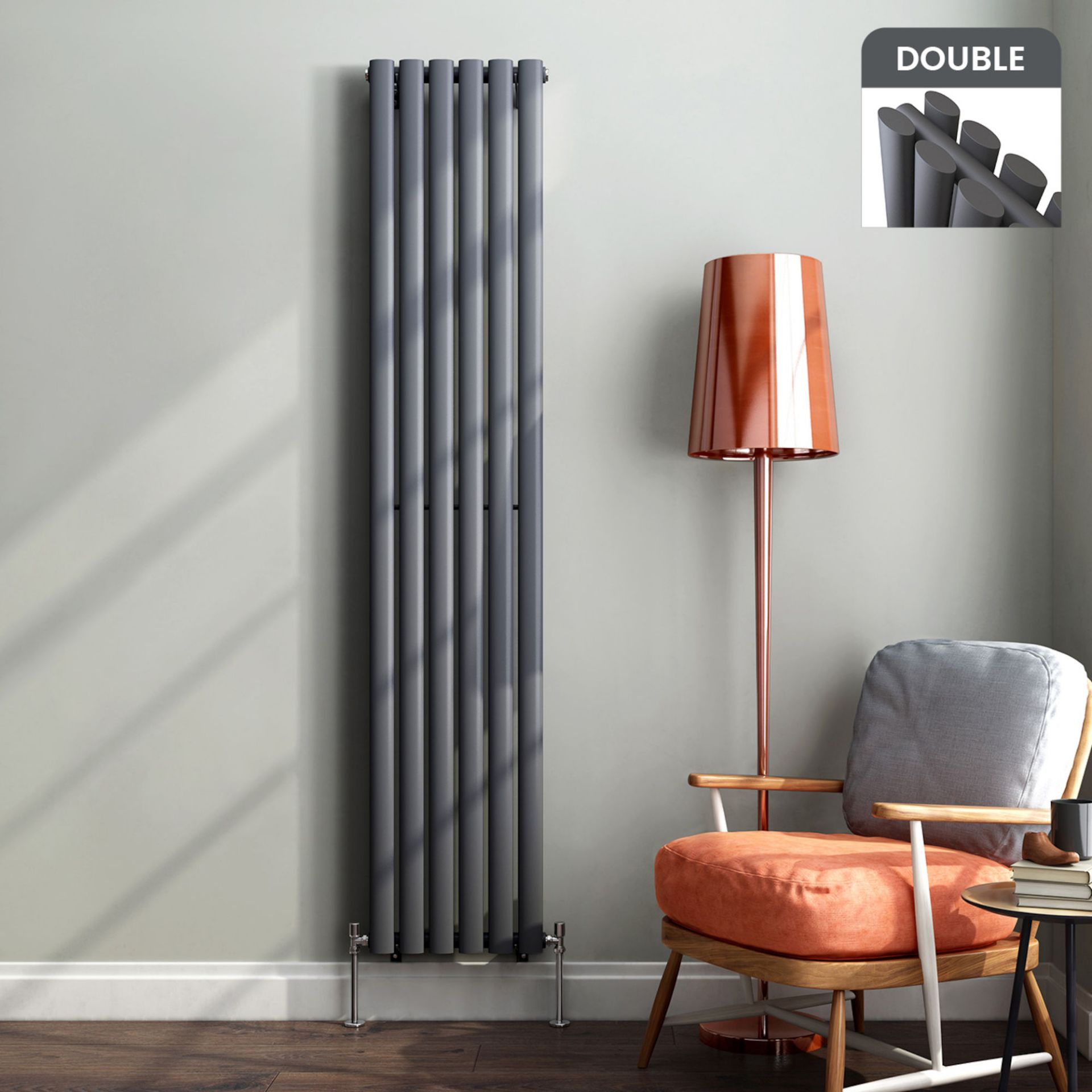 1800x360mm Anthracite Double Oval Tube Vertical Radiator. RRP £344.99. Made from high quality ...