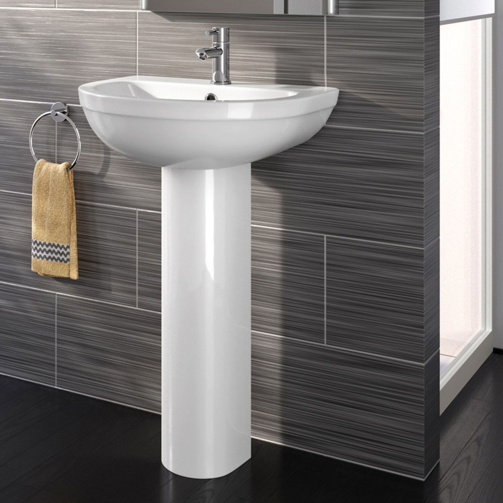 (XX36) Sabrosa II Sink & Pedestal - Single Tap Hole. Made from White Vitreous China and finishe... - Image 2 of 4