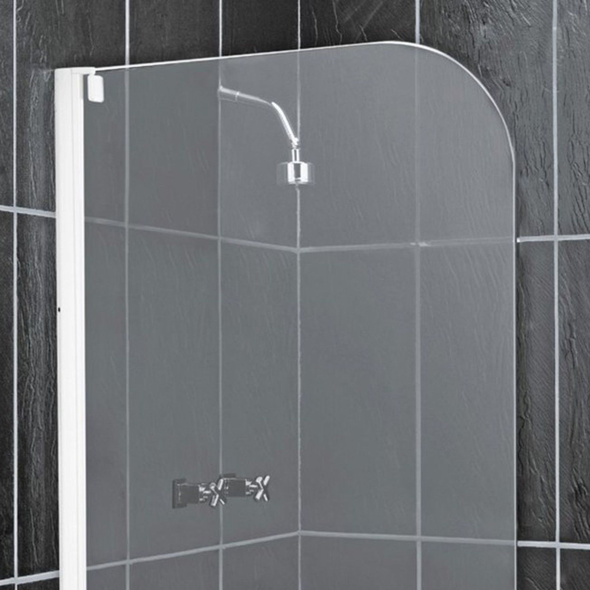 (XX30) Half Framed 4mm Safety Glass White Radius Bath & Shower Screen Door Panel. This stylish ... - Image 3 of 3