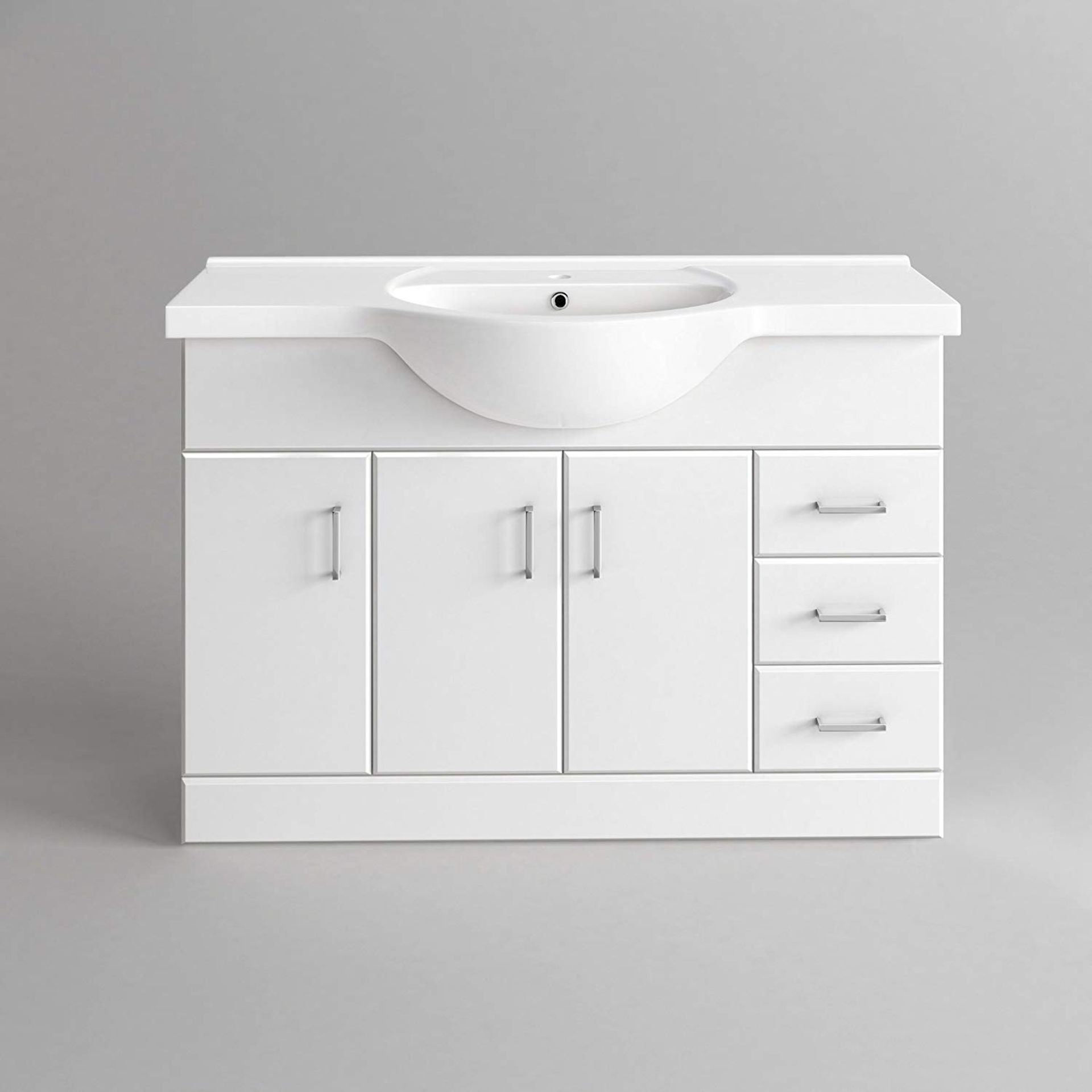 (ED256) 1200mm White Gloss Basin Vanity Unit Sink Cabinet Bathroom. Comes complete with basin. ... - Image 3 of 4